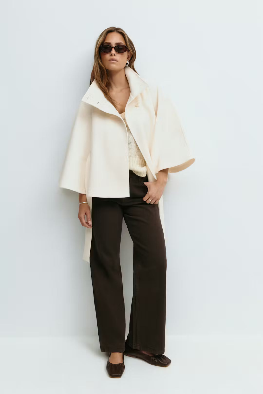 Aveline Belted Cape Coat