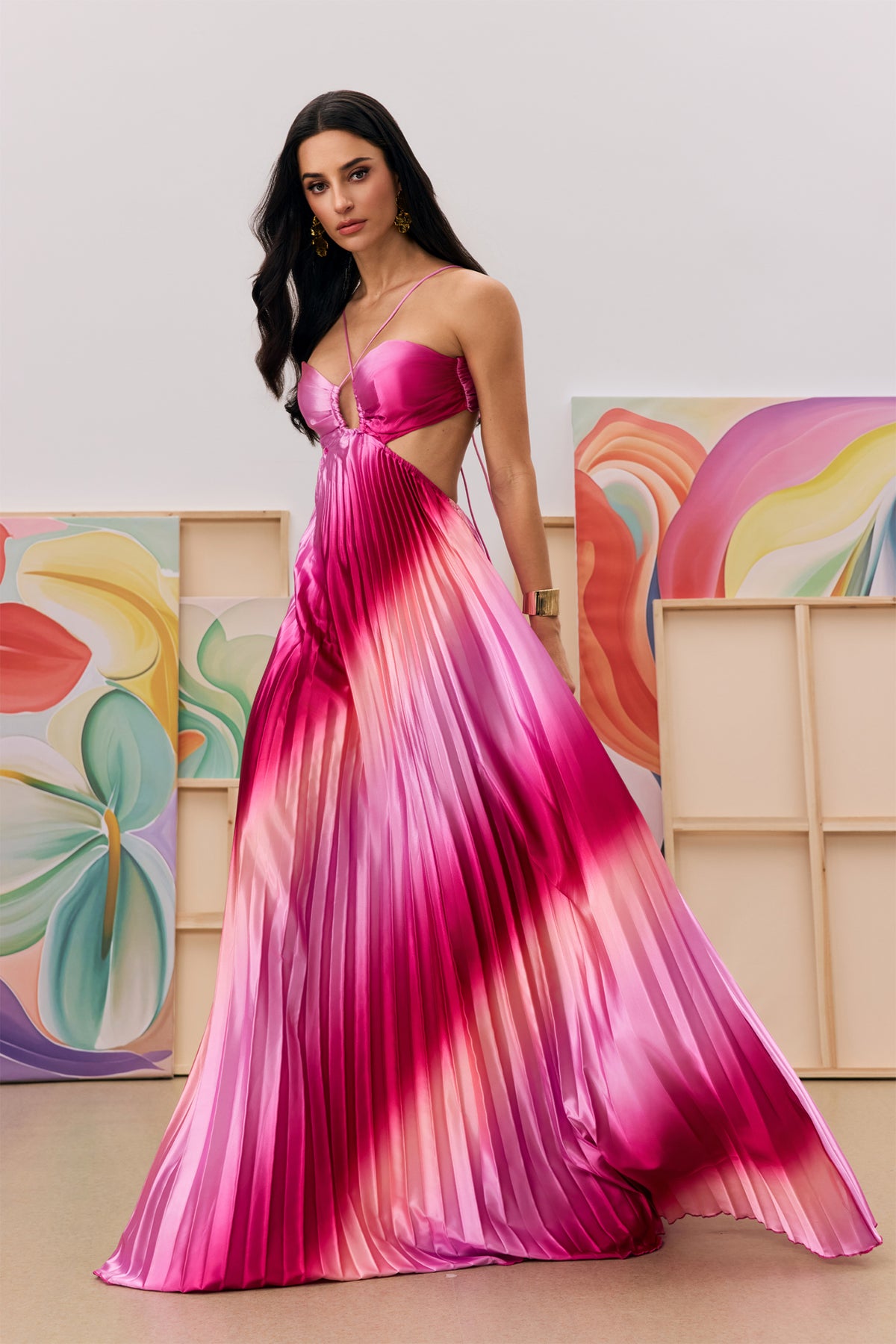 Velmora Pleated Maxi Dress