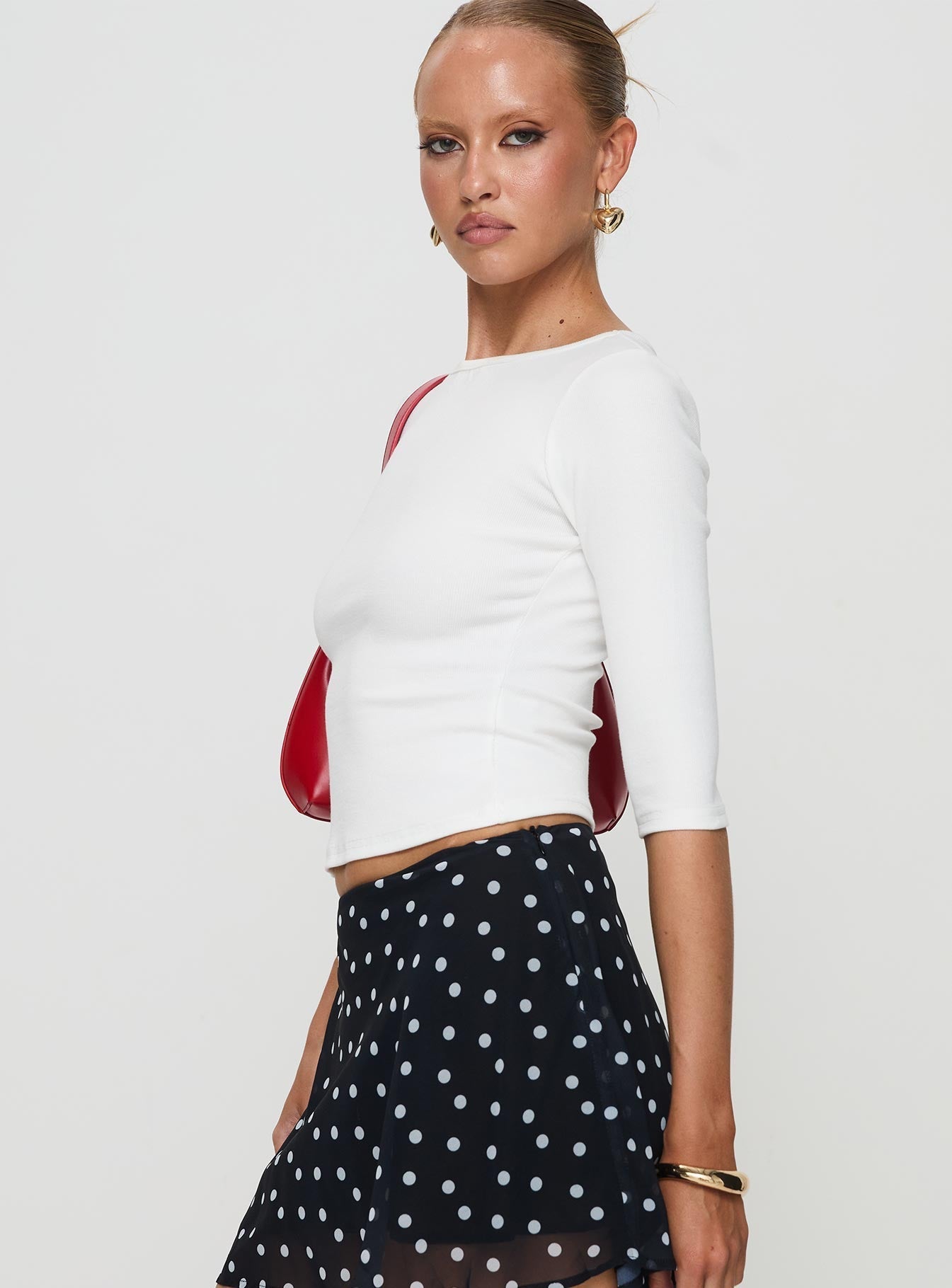 Elaia Ribbed Three-Quarter Sleeve Top