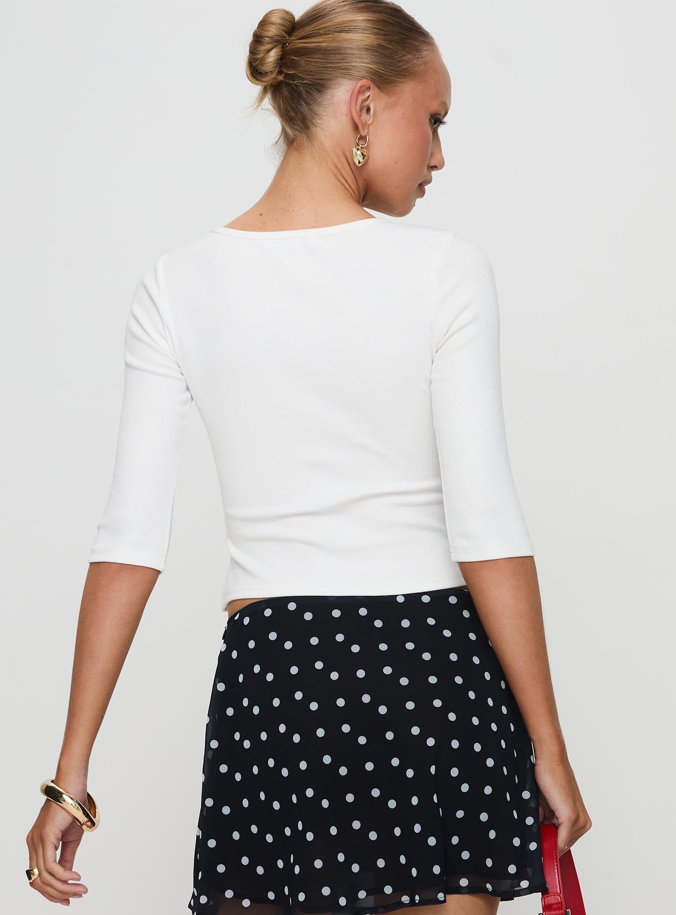 Elaia Ribbed Three-Quarter Sleeve Top