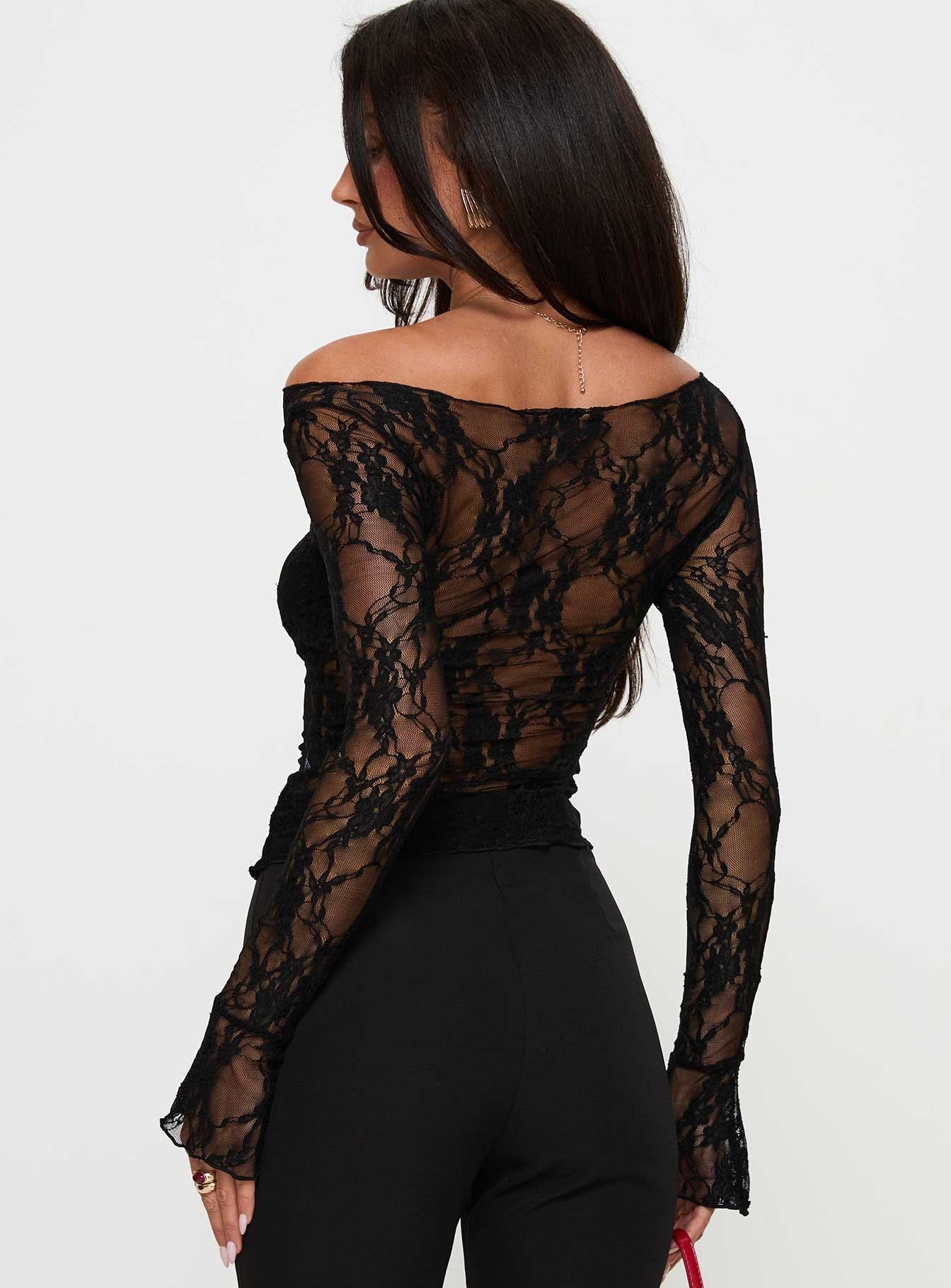 Junae Sheer Lace Long Sleeve Top