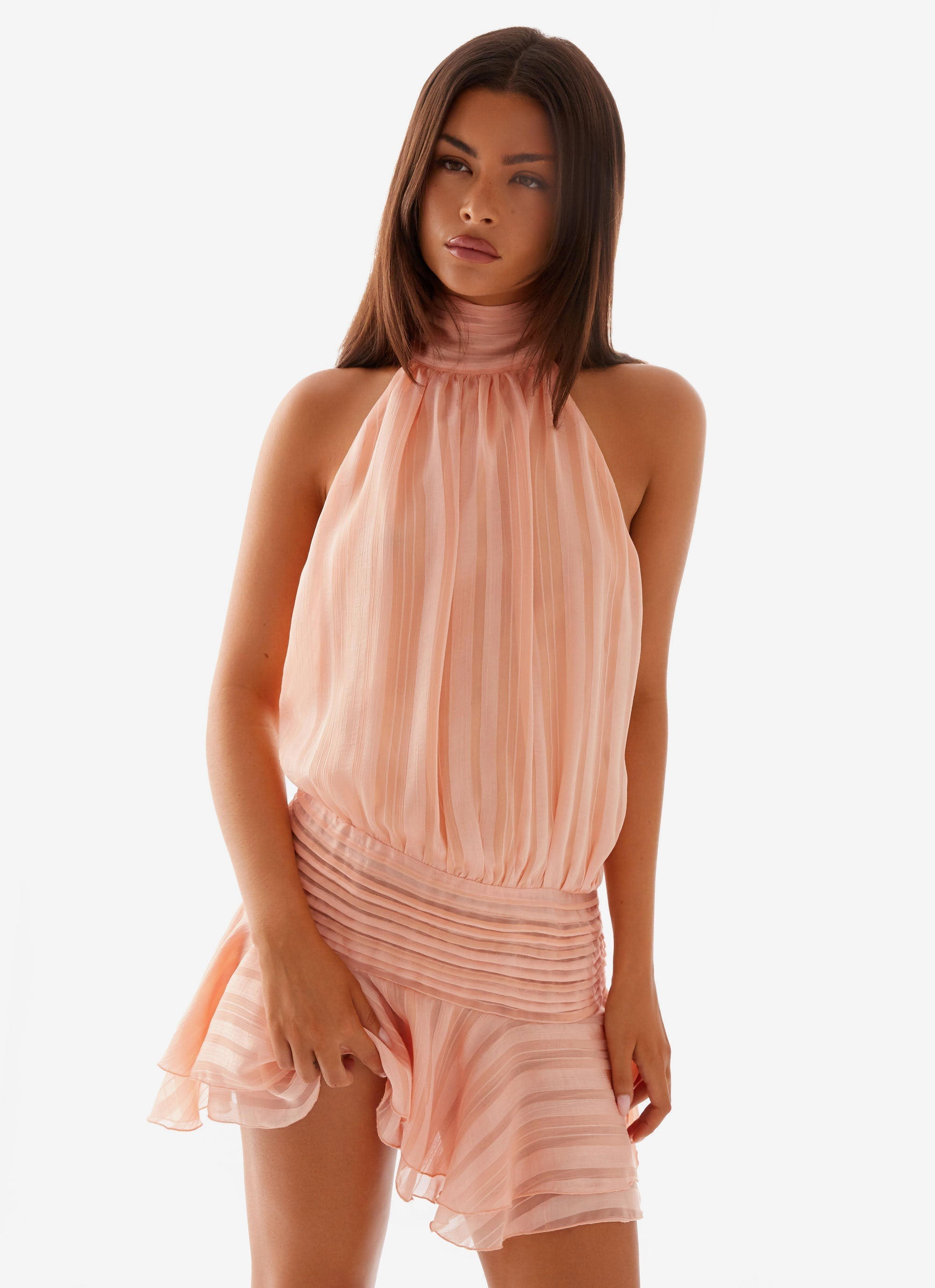 Willow Chiffon Halter Mini Dress