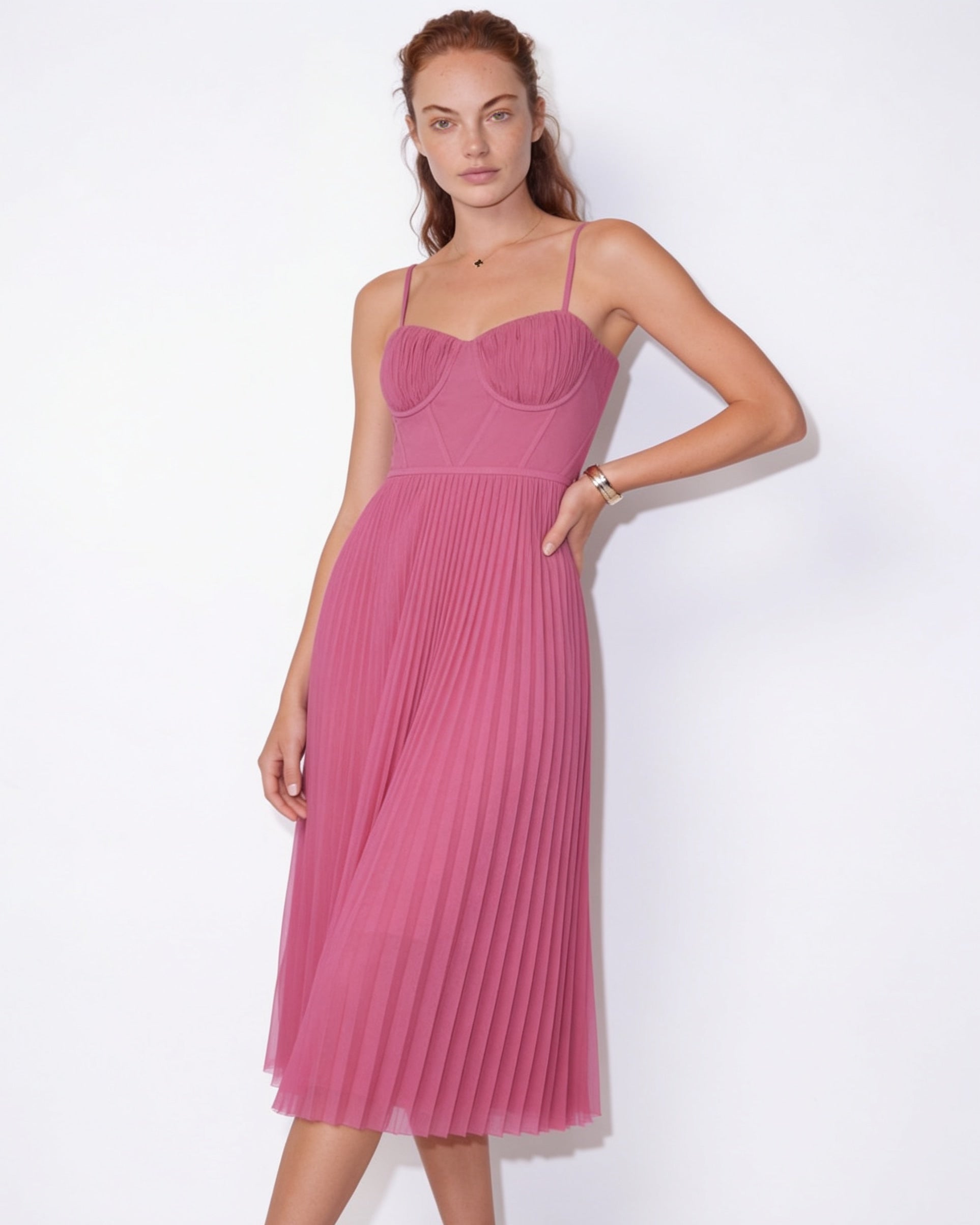 Evora Pleated Midi Dress