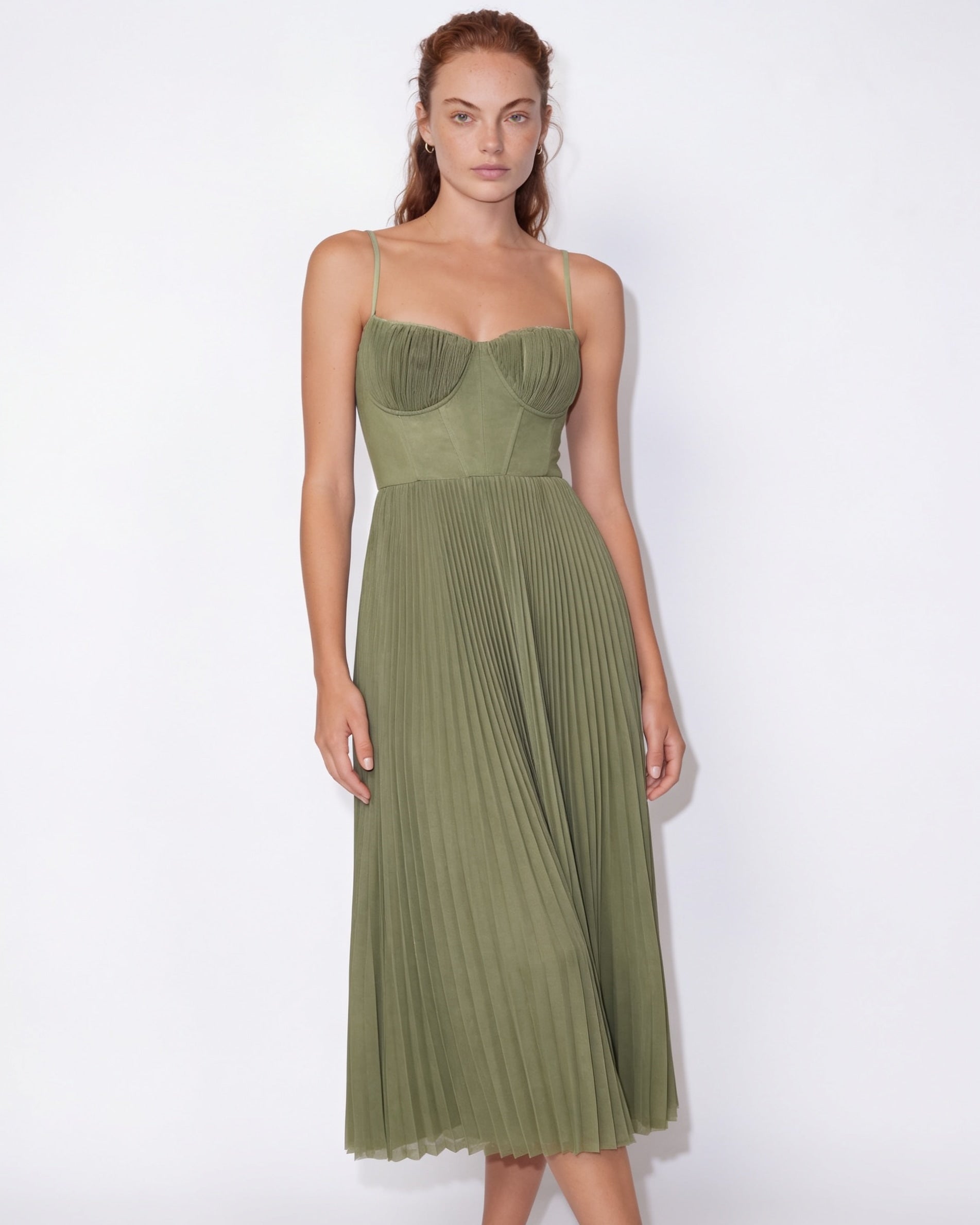 Evora Pleated Midi Dress