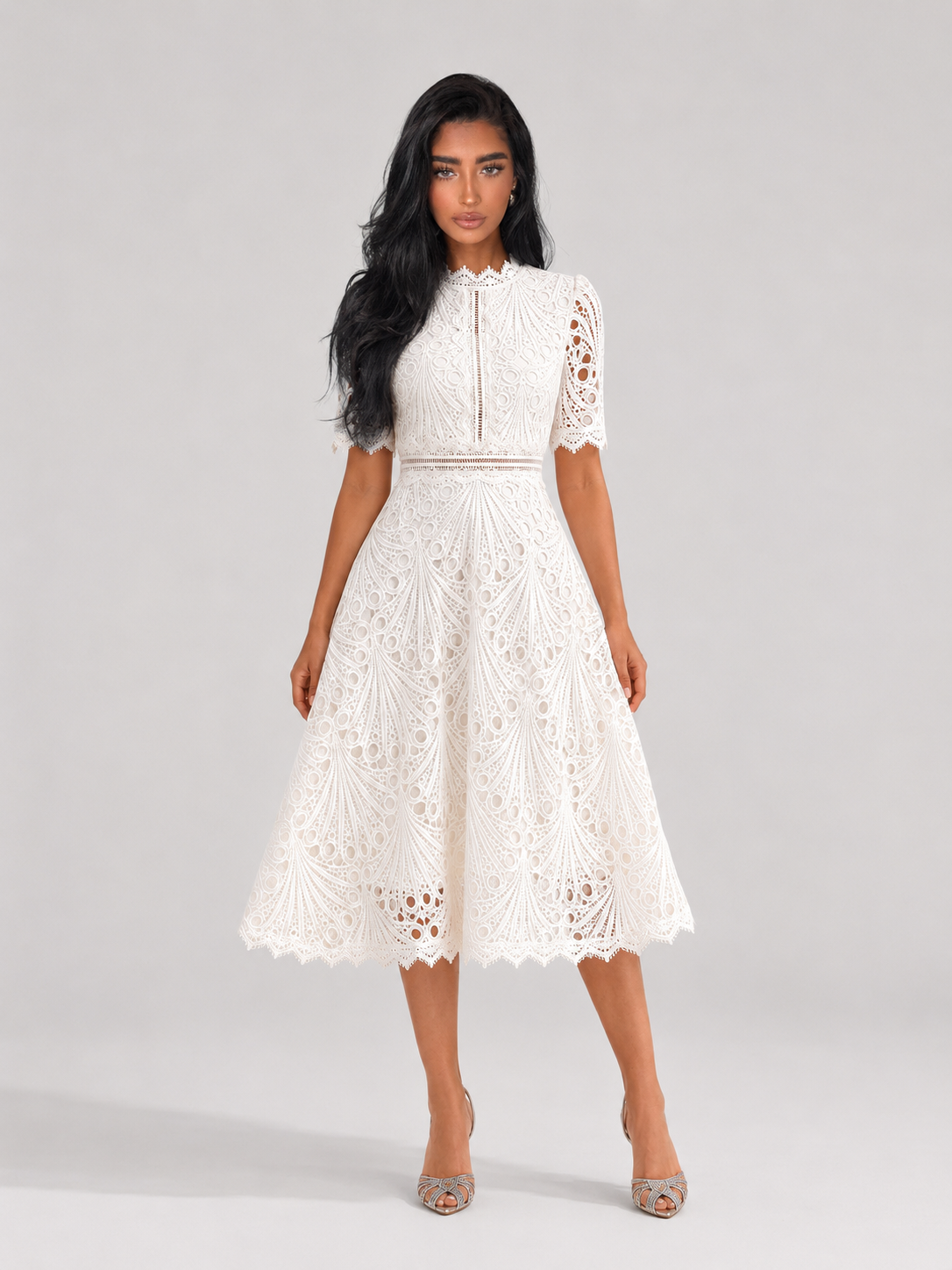 Elarine Lace Midi Dress