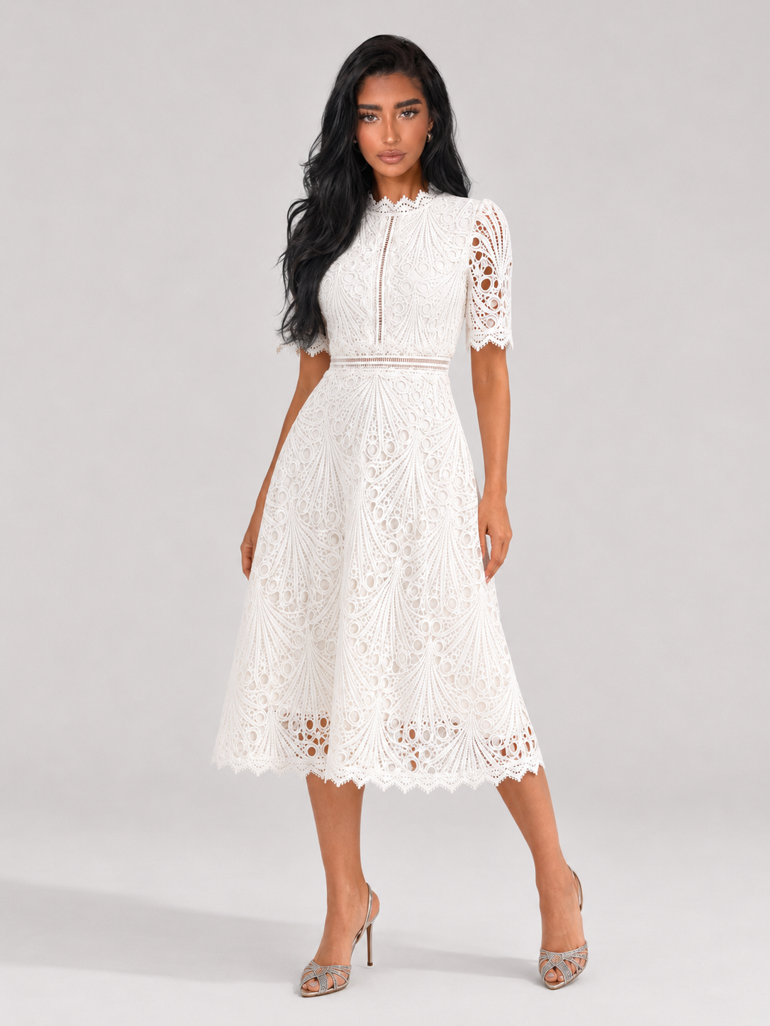 Elarine Lace Midi Dress