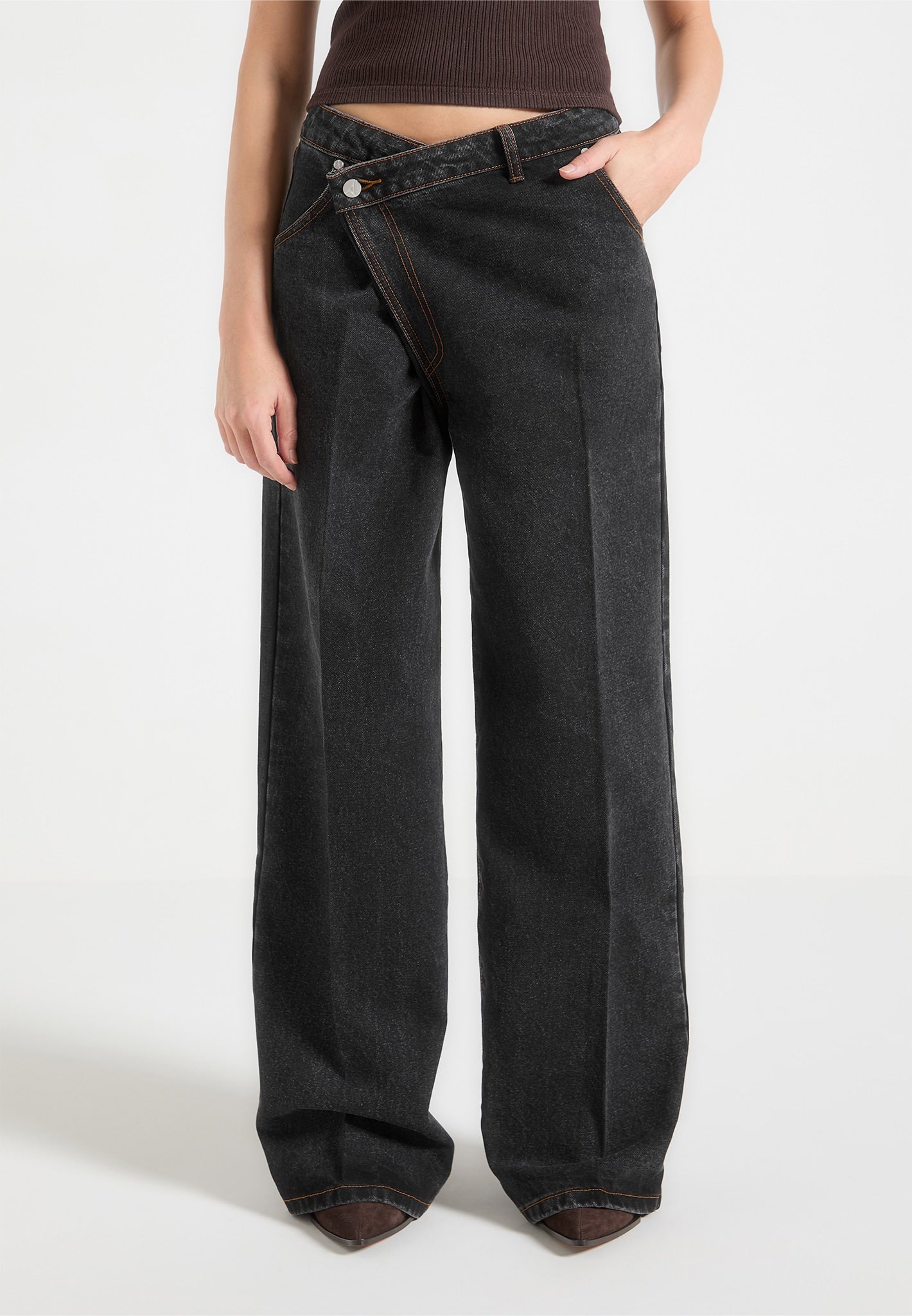 Ravien Wrap Waist Wide-Leg Denim