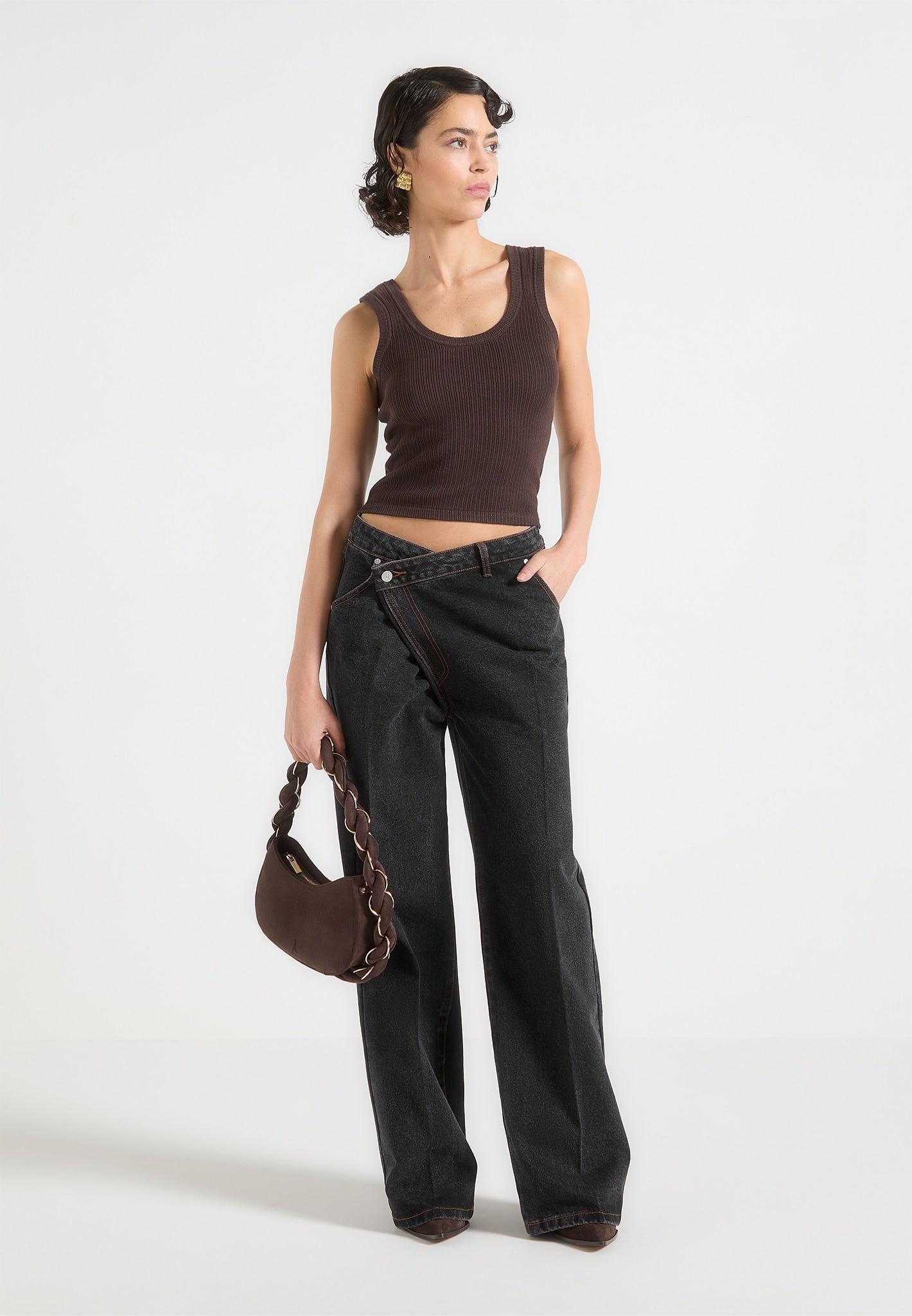 Ravien Wrap Waist Wide-Leg Denim