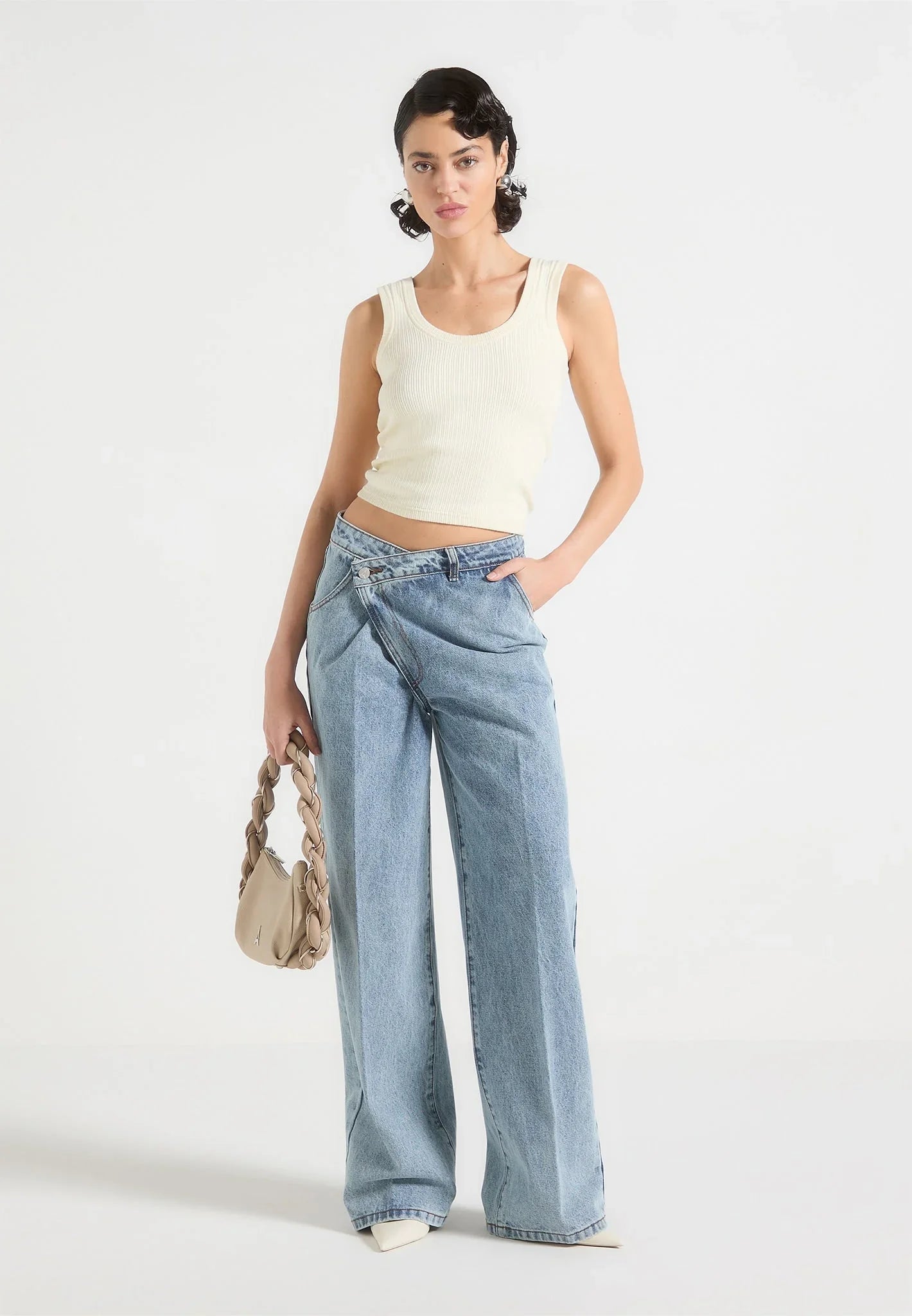 Ravien Wrap Waist Wide-Leg Denim
