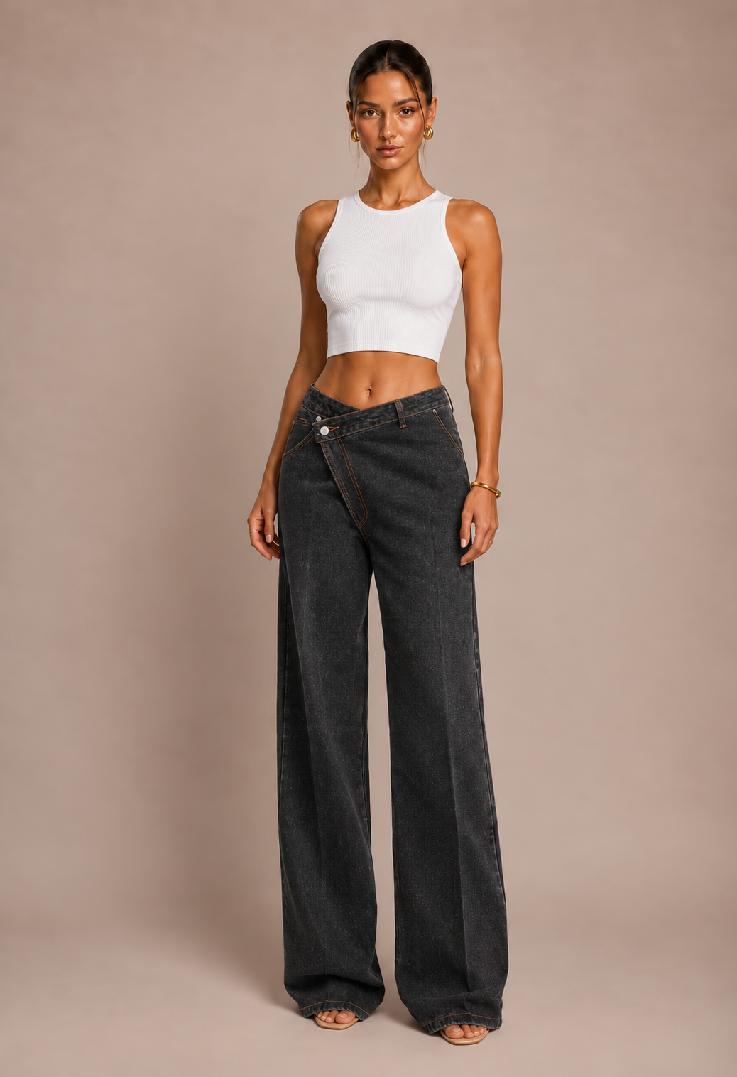Ravien Wrap Waist Wide-Leg Denim