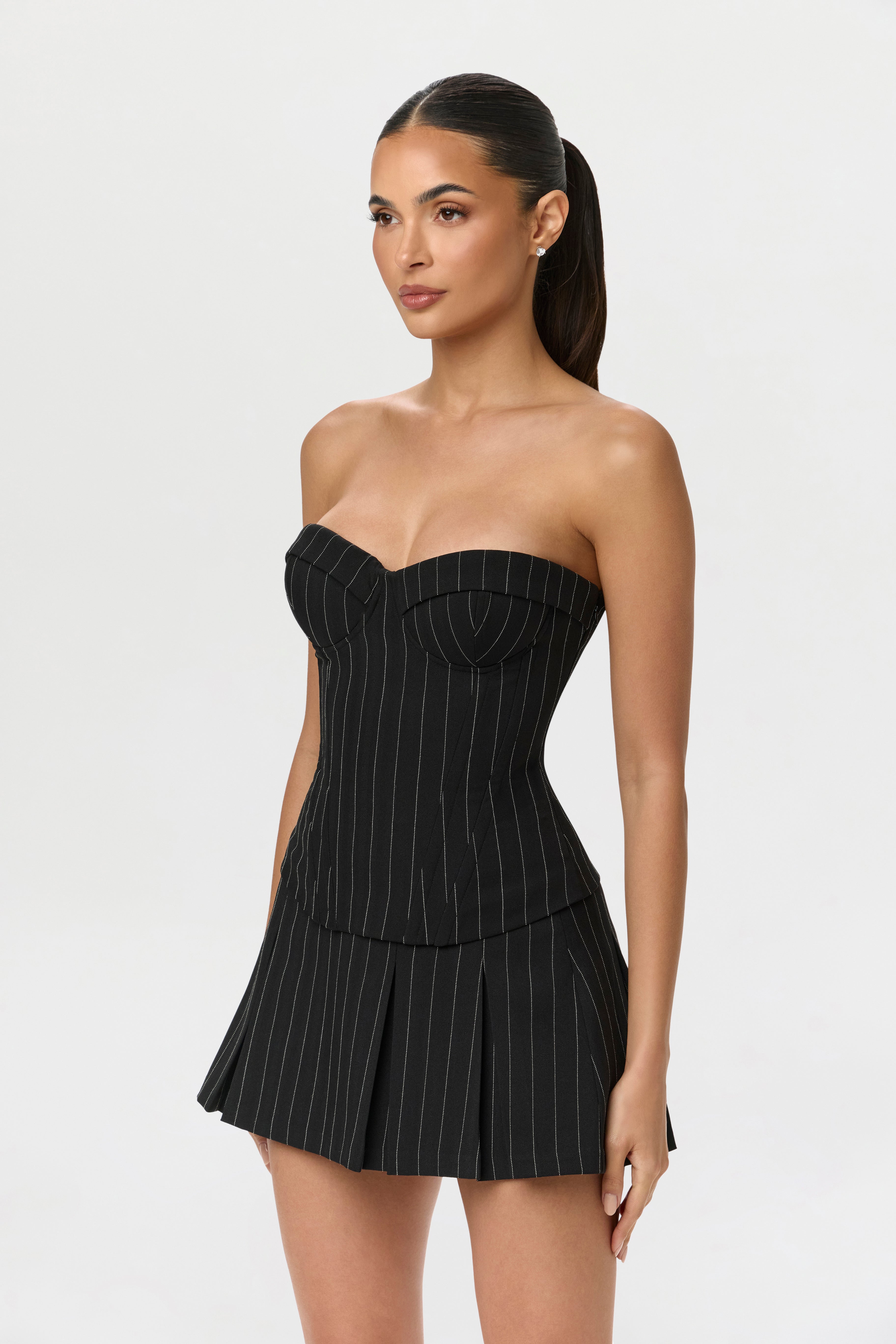 Pinstripe Bustier Set