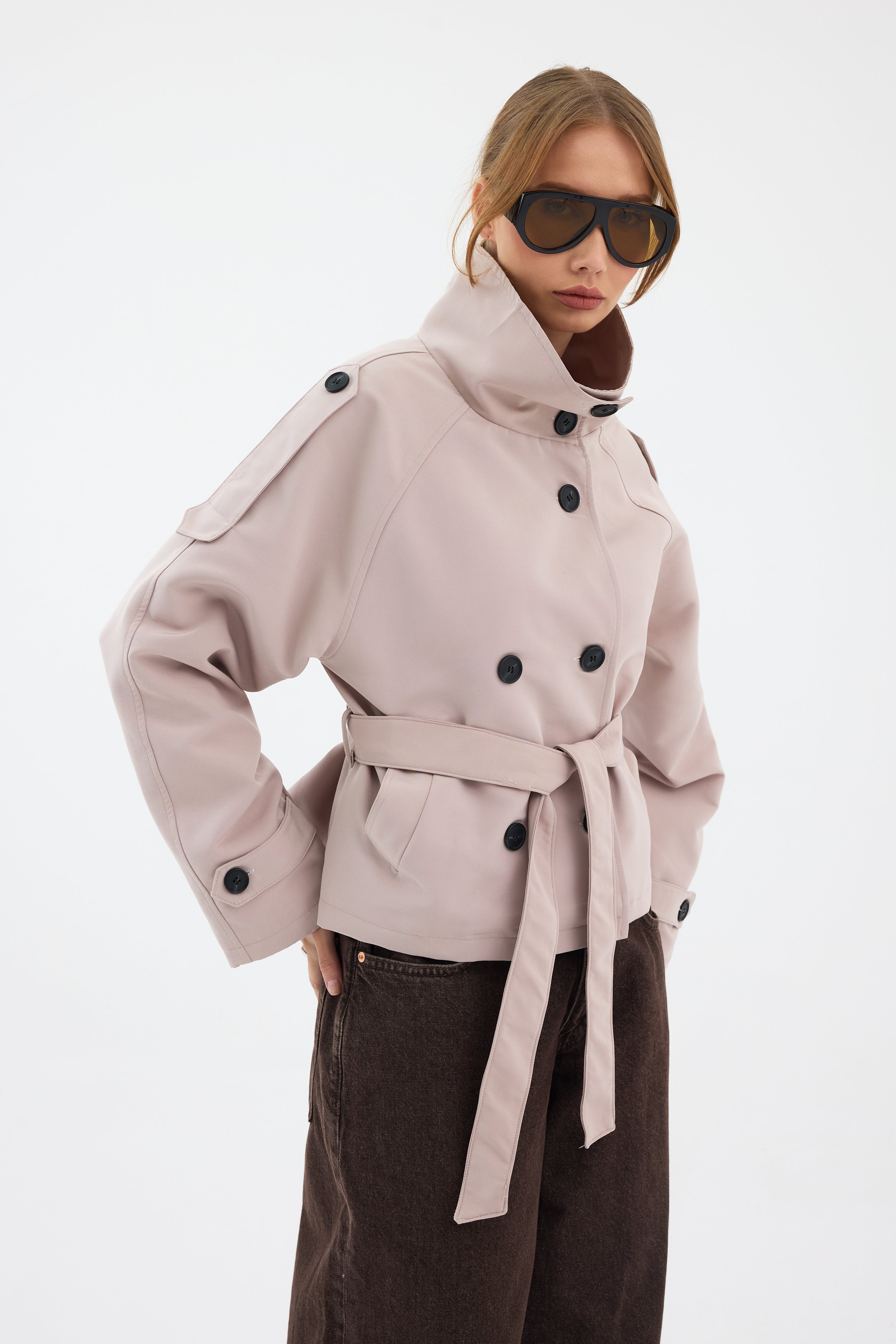 Elara Cropped Trench Coat