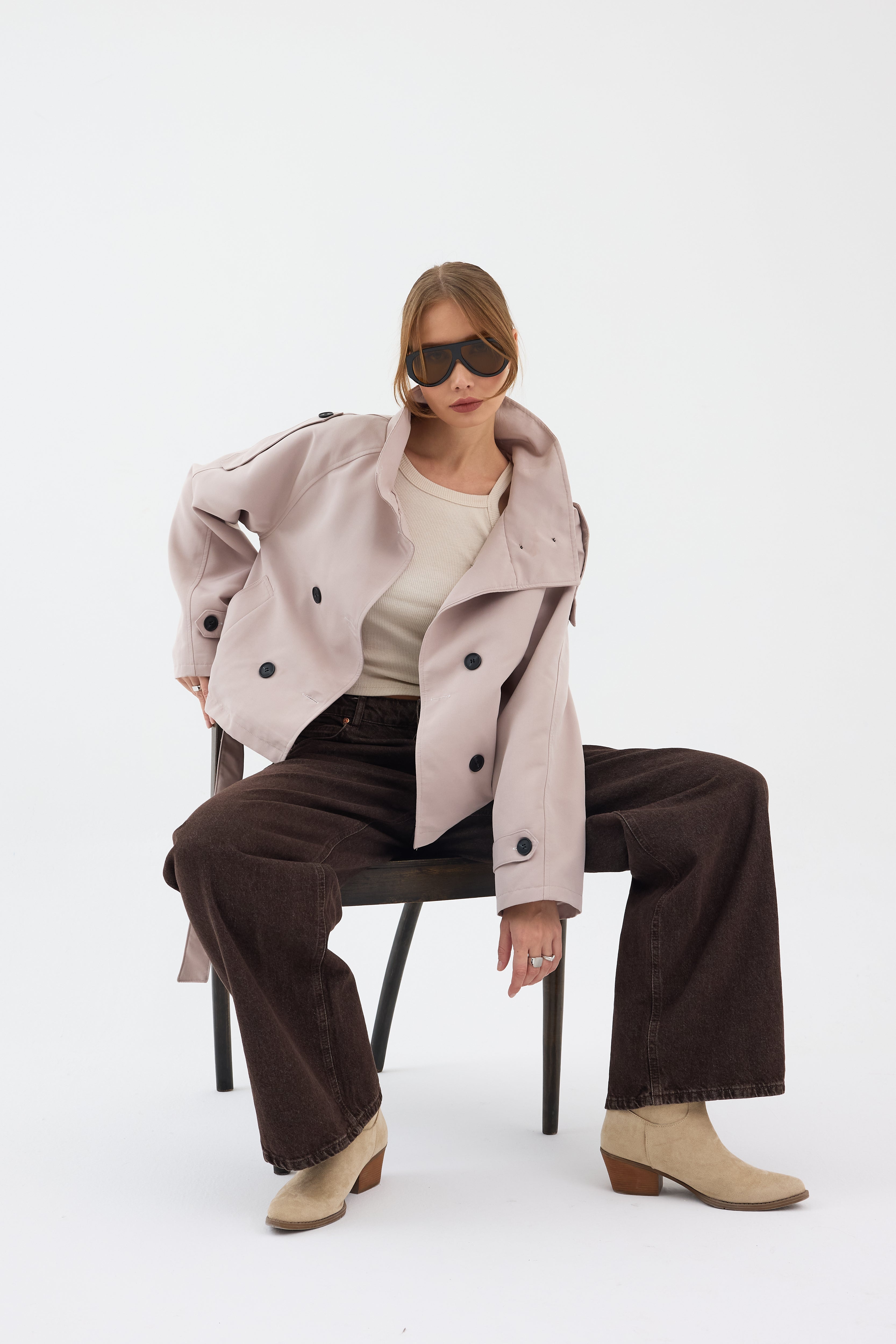 Elara Cropped Trench Coat
