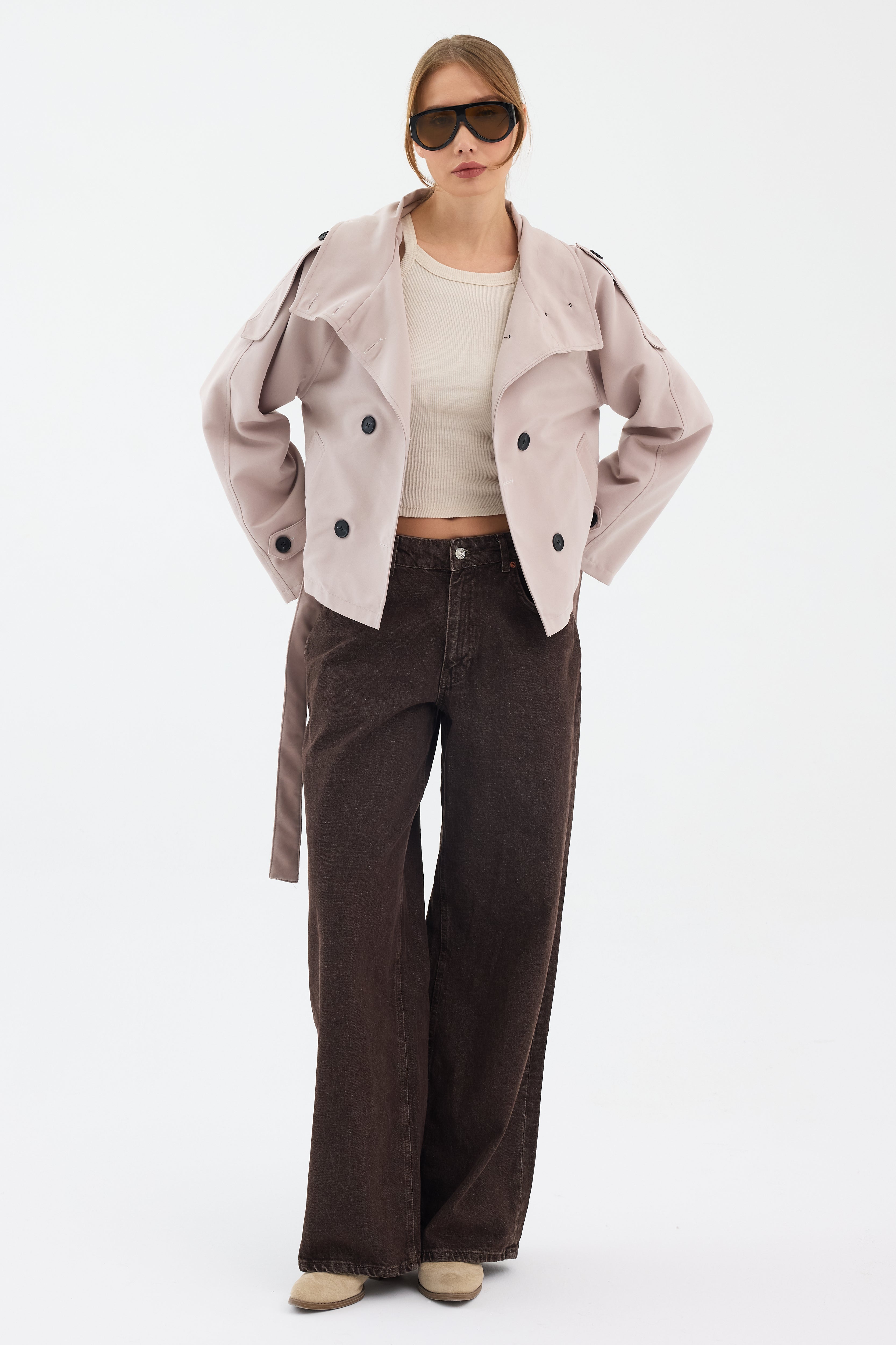 Elara Cropped Trench Coat