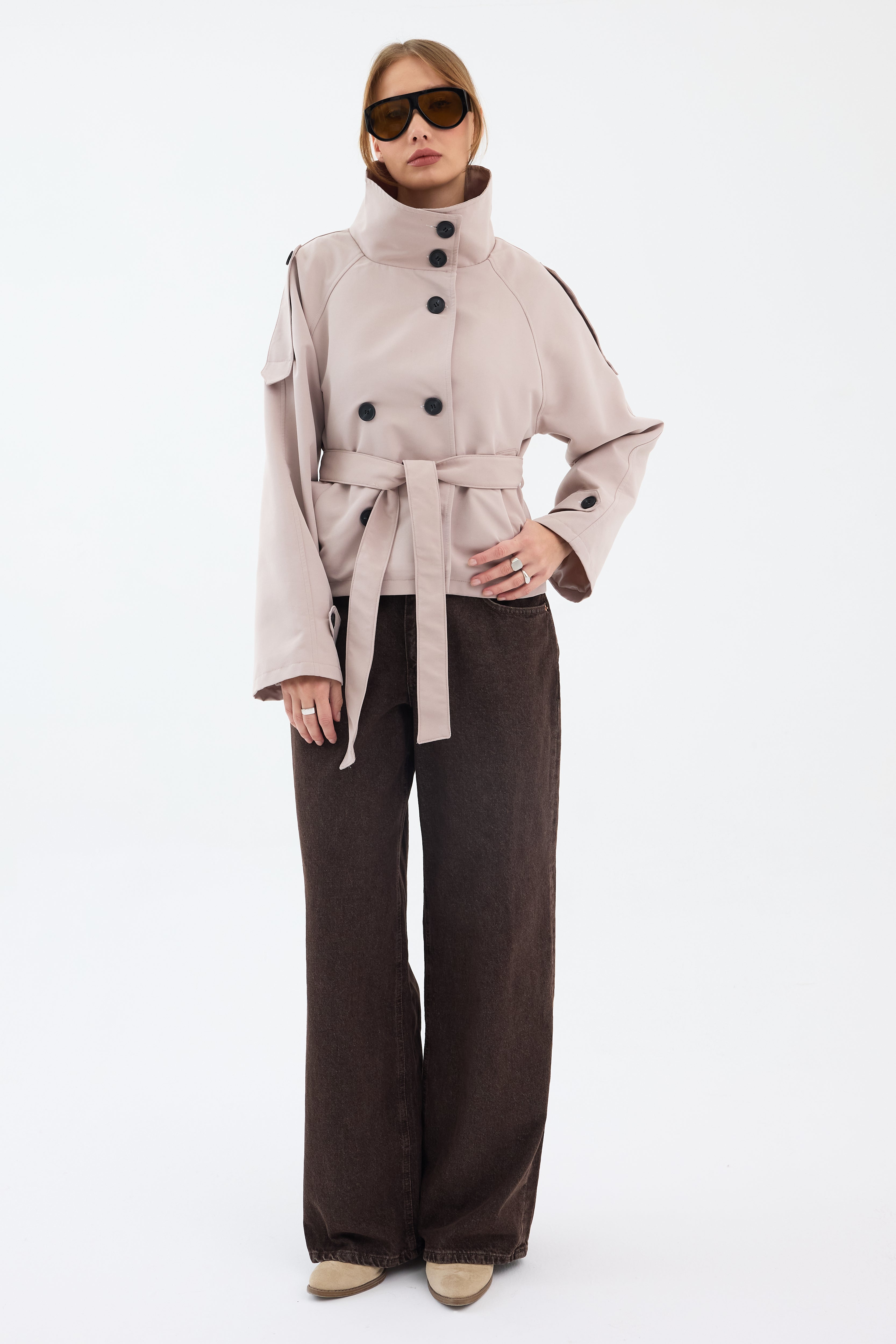 Elara Cropped Trench Coat
