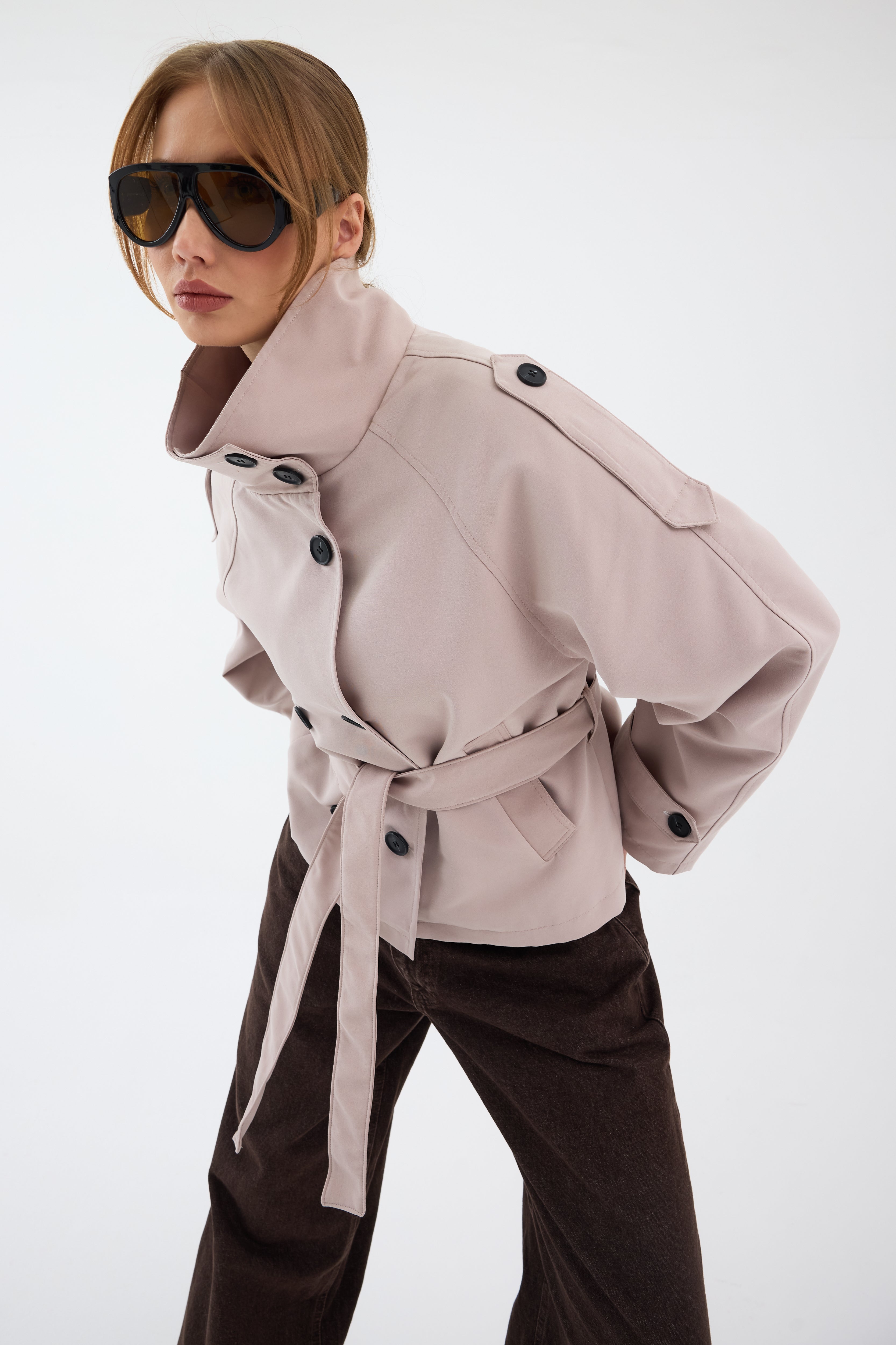 Elara Cropped Trench Coat