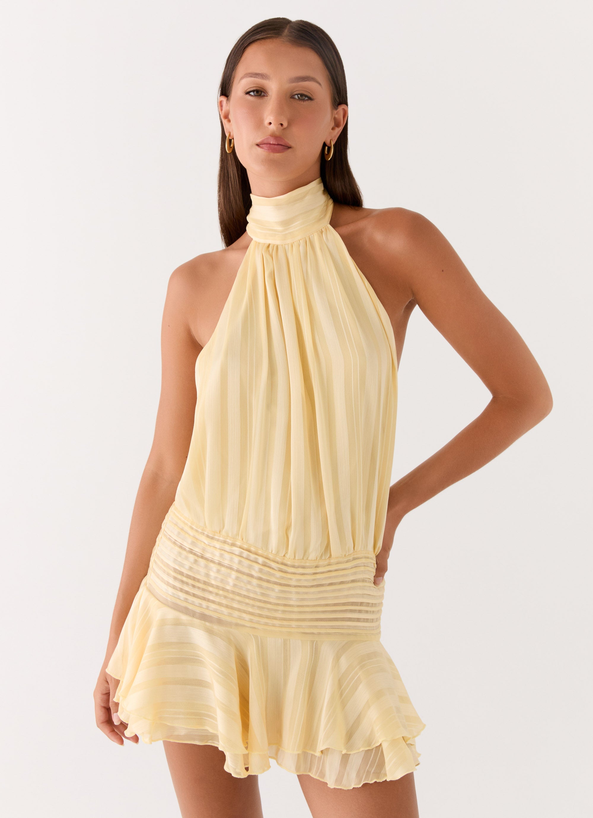 Willow Chiffon Halter Mini Dress