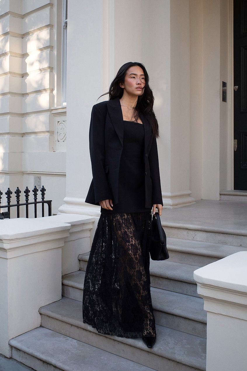 Floriane Lace Strapless Maxi Dress