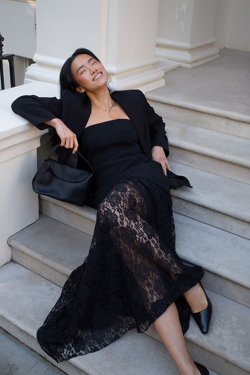 Floriane Lace Strapless Maxi Dress