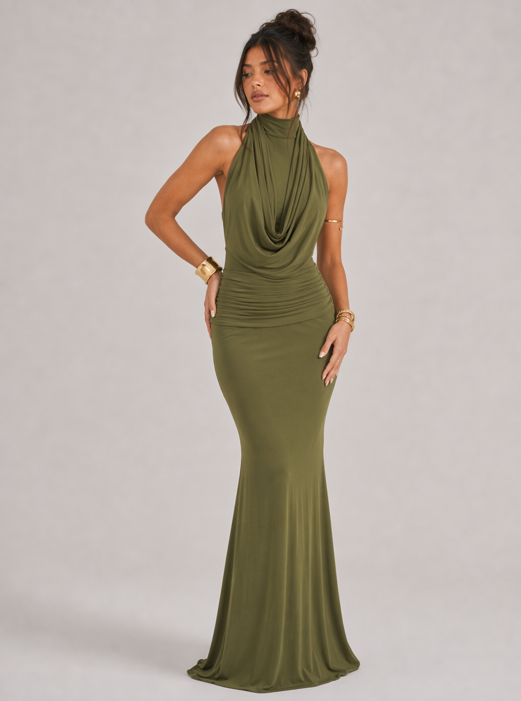Sabelle Draped Halter Maxi Dress