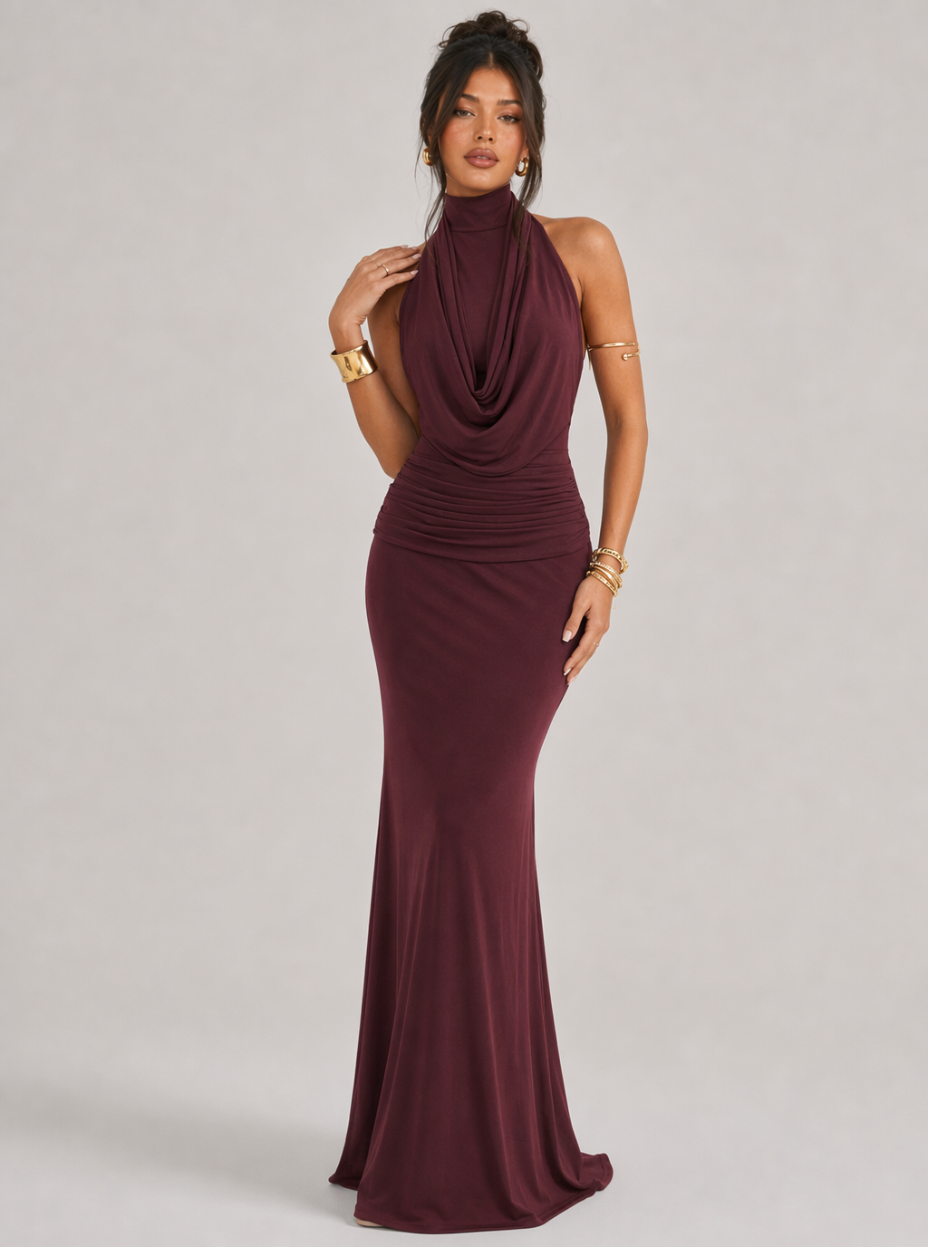 Sabelle Draped Halter Maxi Dress