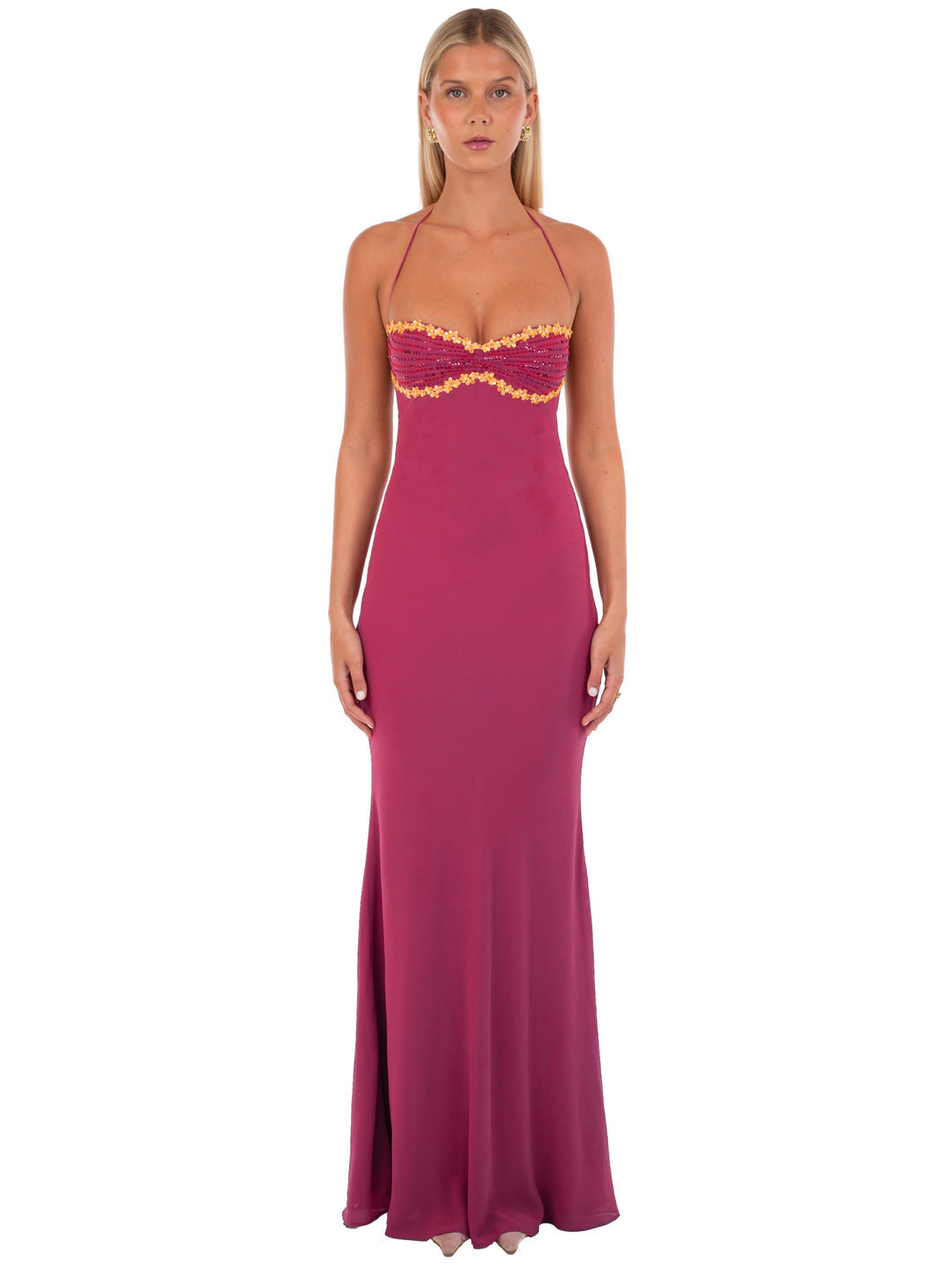 Lucienne Wine Maxi Dress