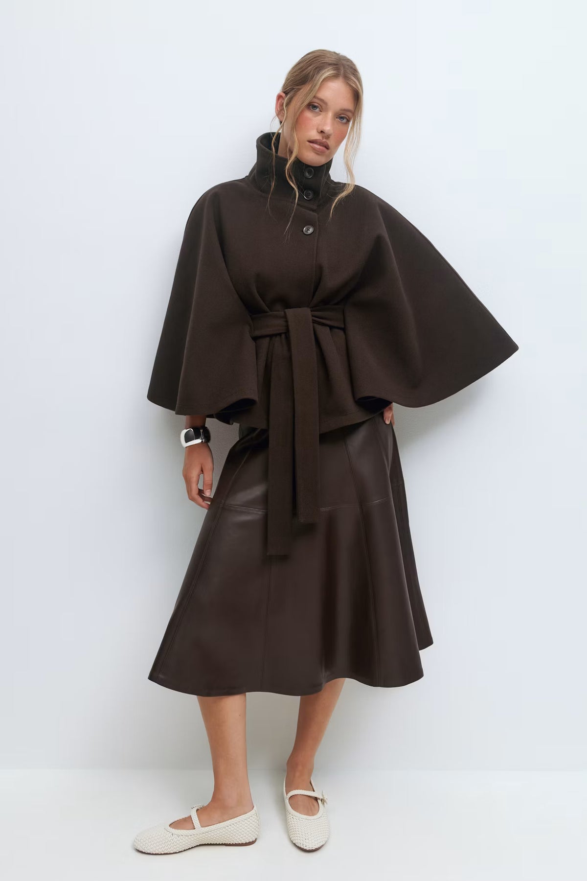 Aveline Belted Cape Coat
