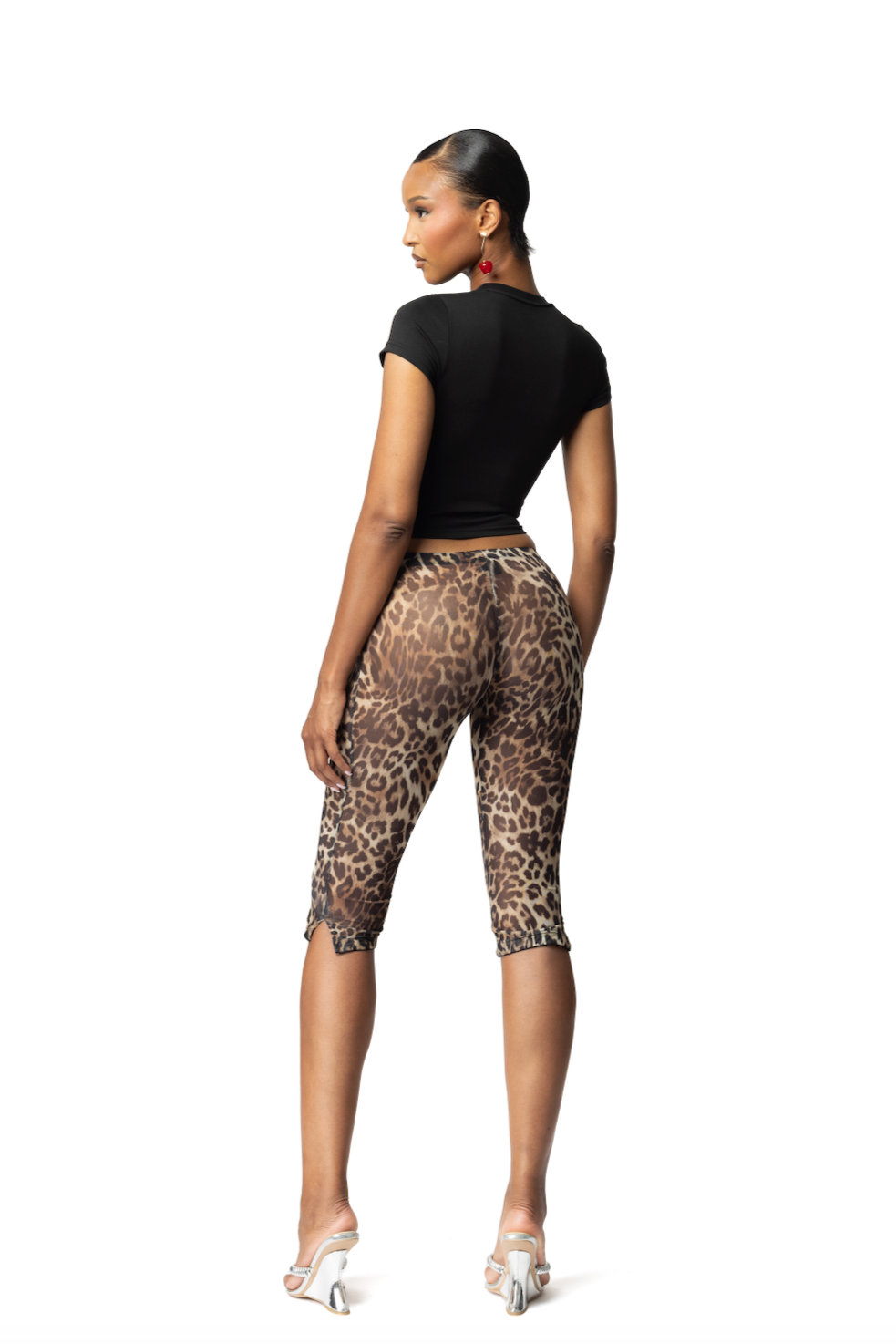 Leopard Mesh Capri Pants