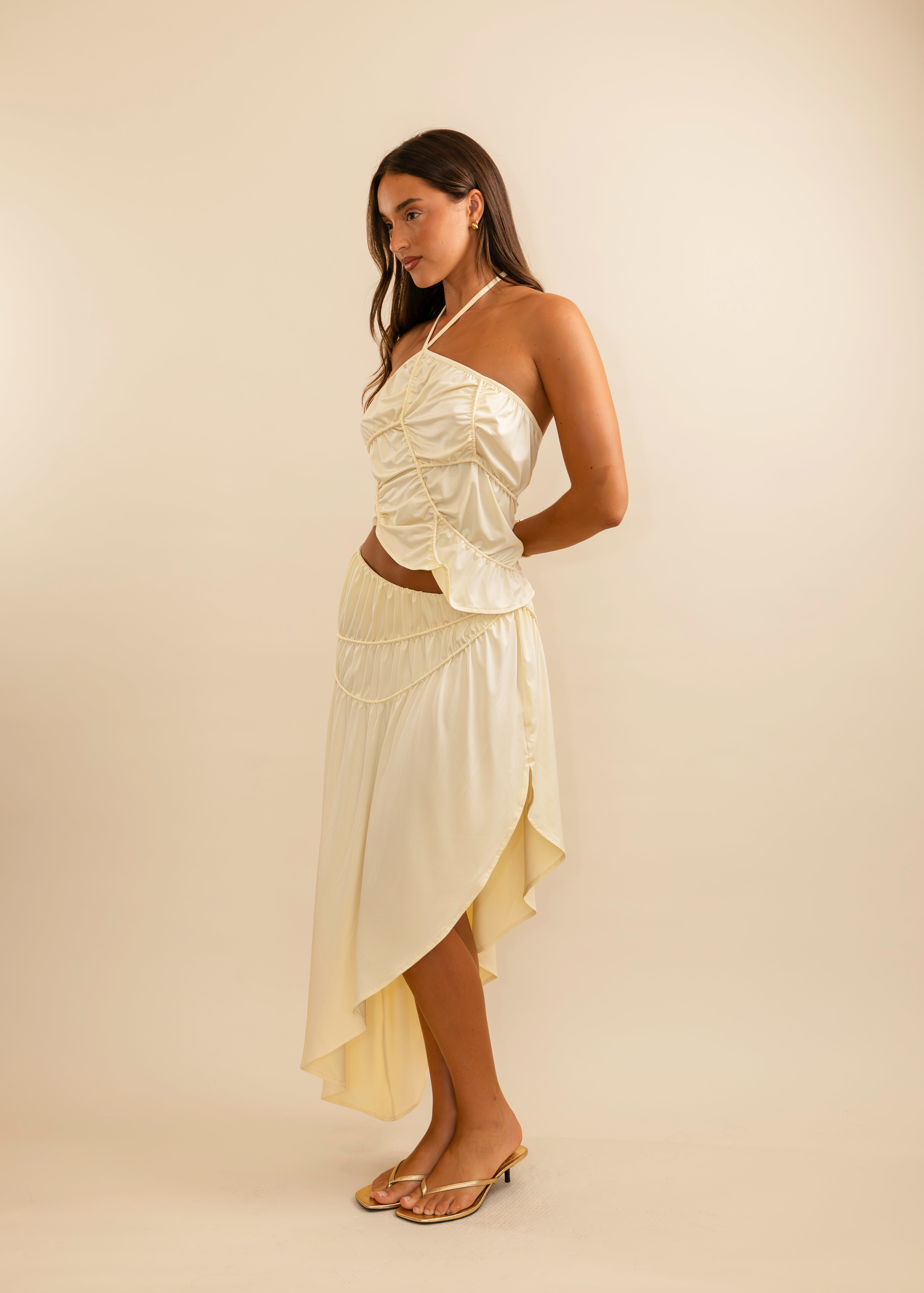 Fleur Asymmetric Midi Skirt