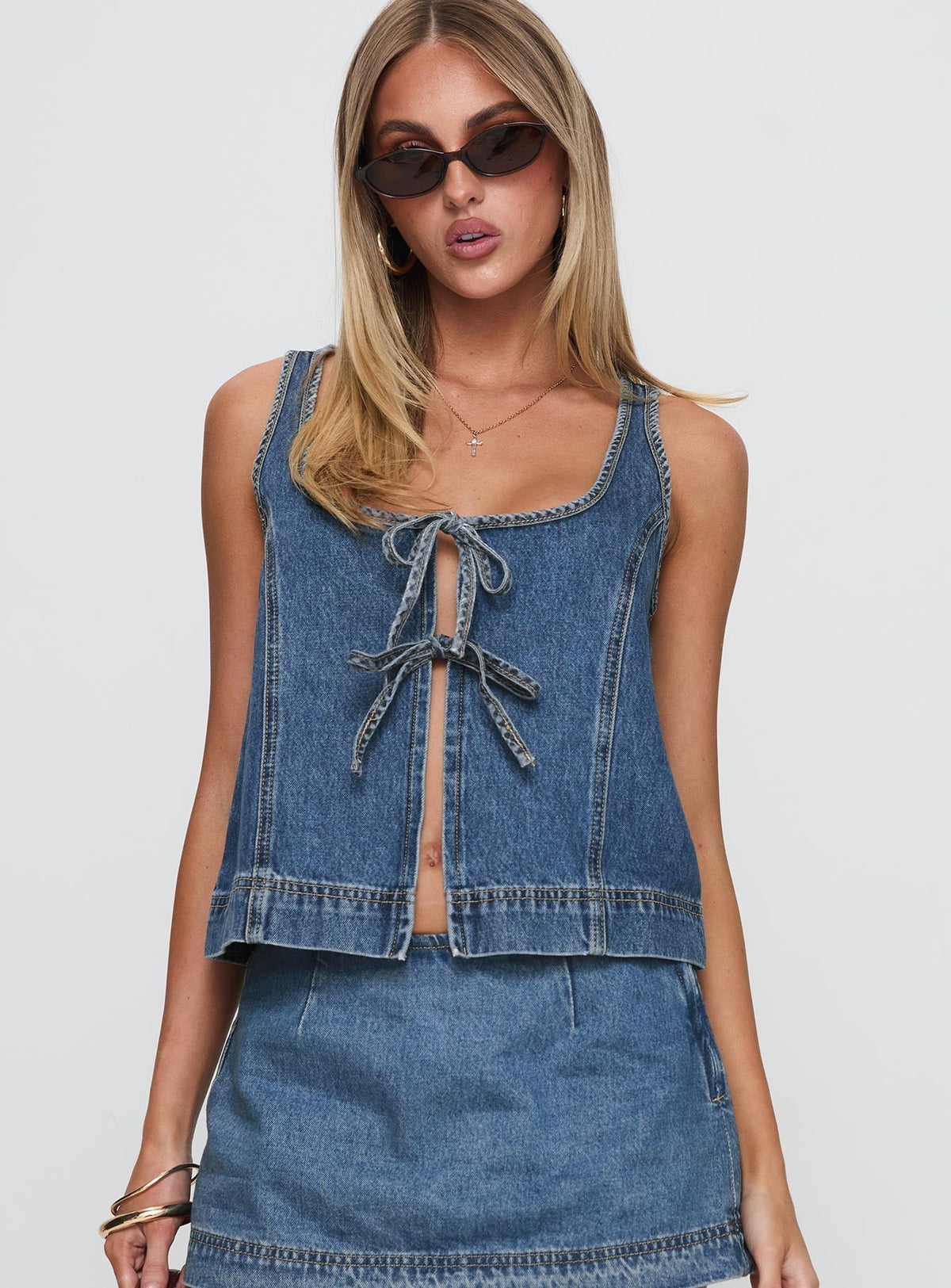 Elisa Denim Tie Top