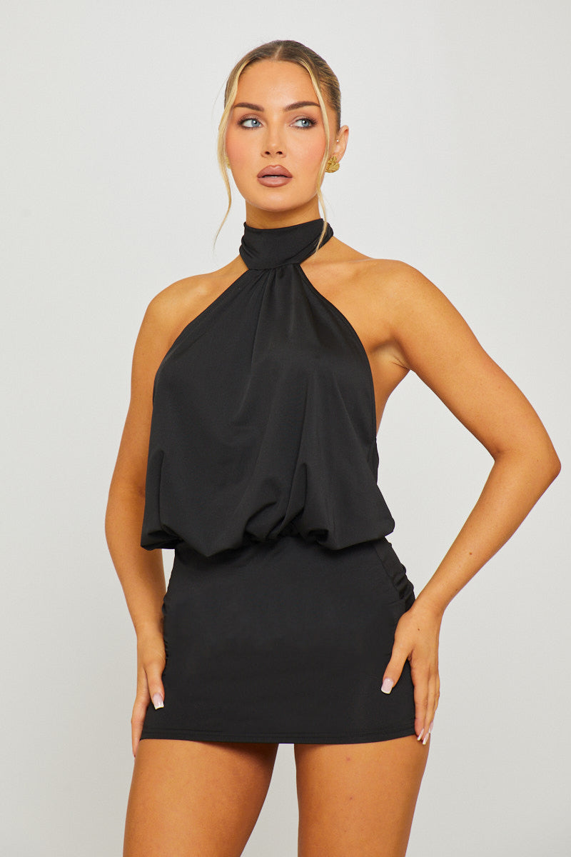 Halter Open Back Mini Dress