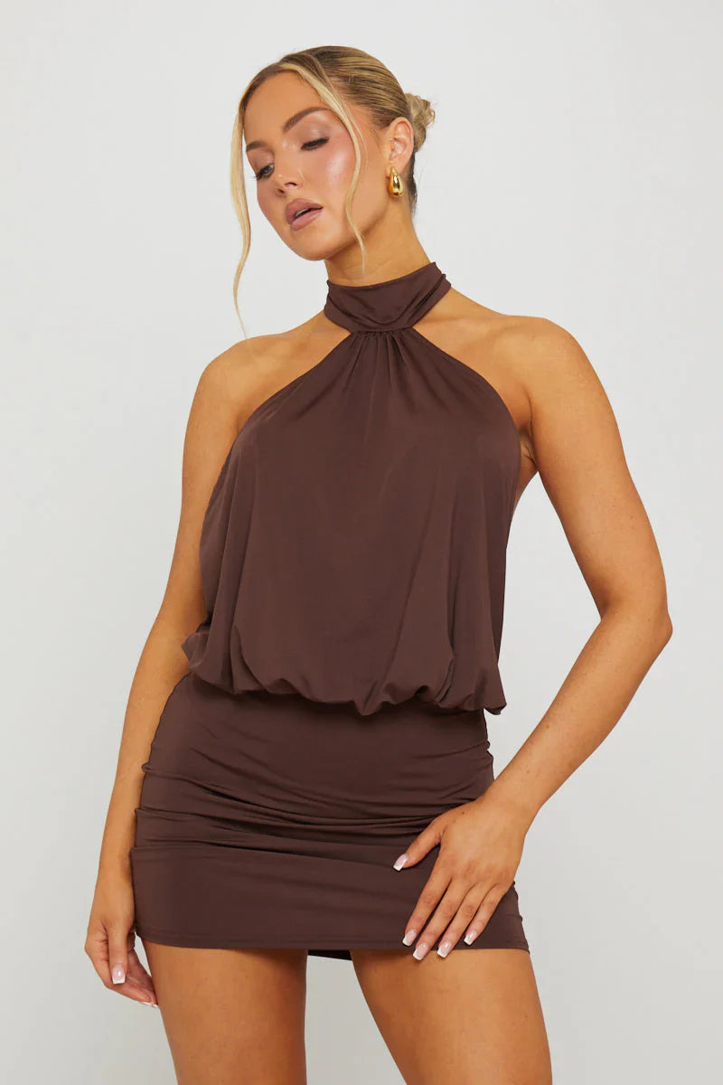 Halter Open Back Mini Dress