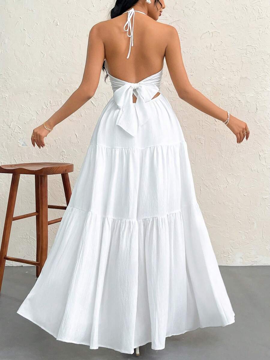 Halter Ruffle Maxi Dress
