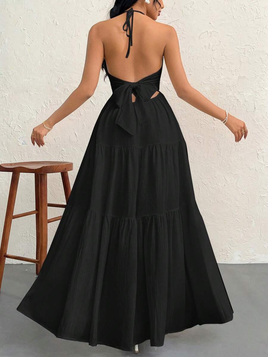 Halter Ruffle Maxi Dress