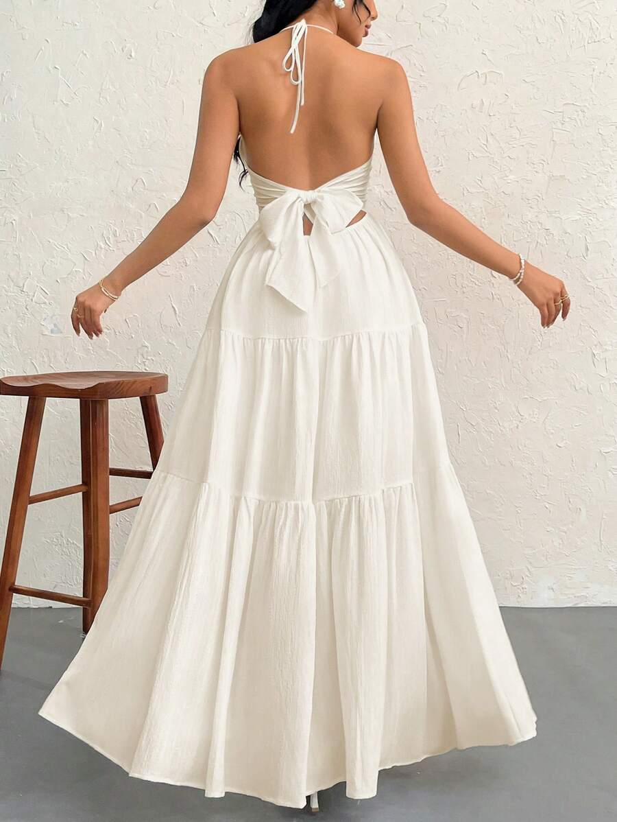 Halter Ruffle Maxi Dress