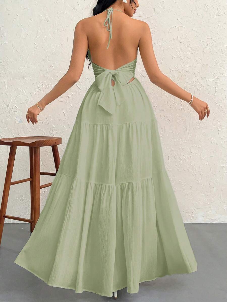 Halter Ruffle Maxi Dress