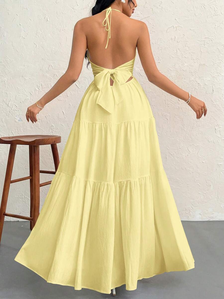 Halter Ruffle Maxi Dress