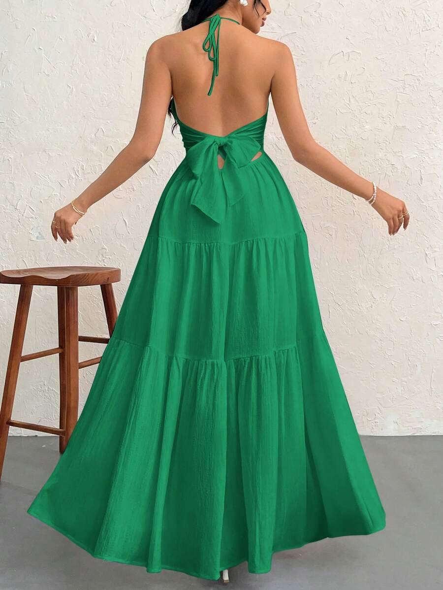 Halter Ruffle Maxi Dress