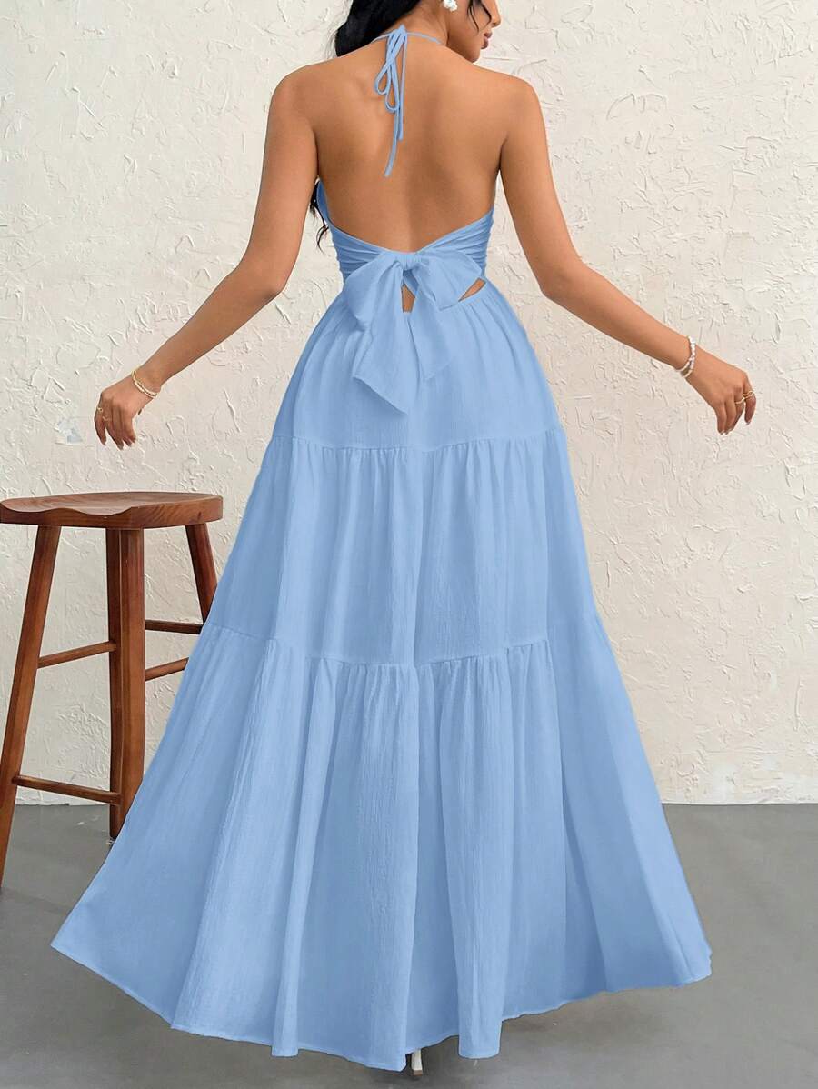 Halter Ruffle Maxi Dress