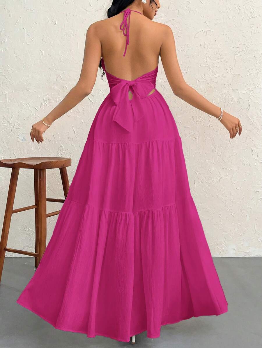 Halter Ruffle Maxi Dress
