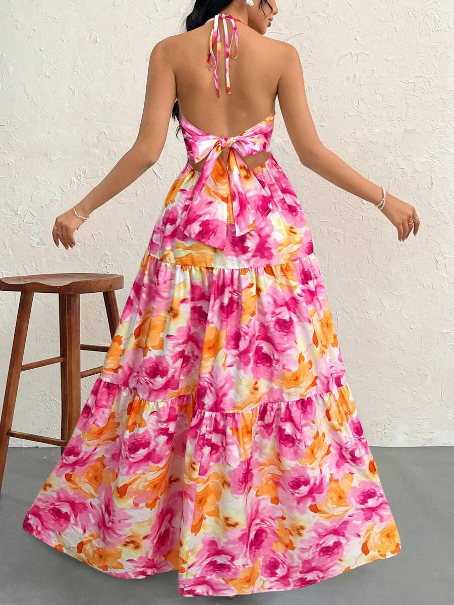 Halter Ruffle Maxi Dress