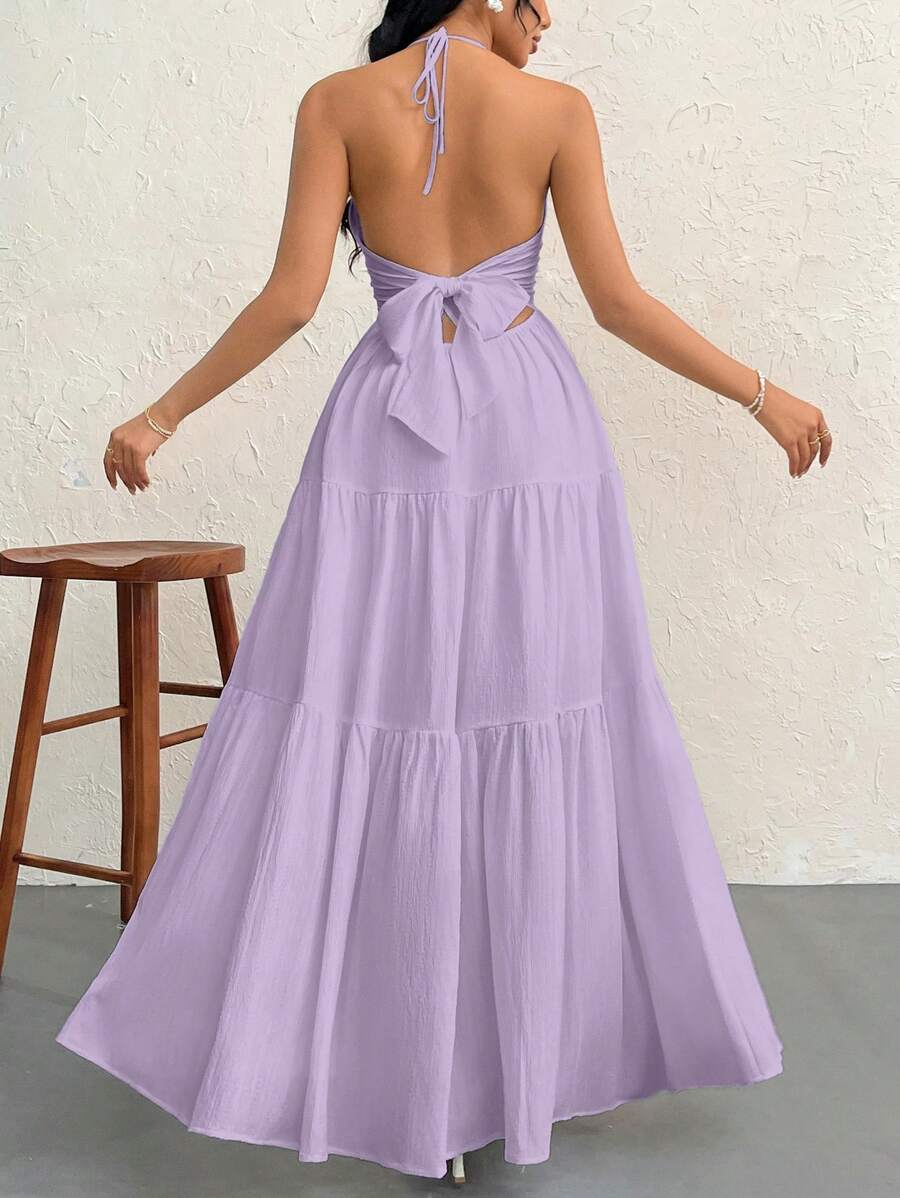 Halter Ruffle Maxi Dress