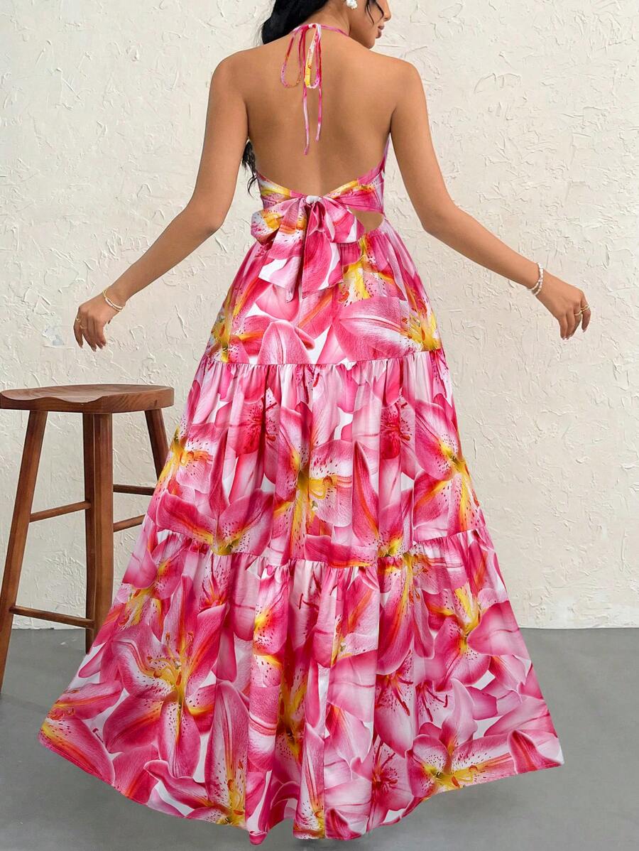 Halter Ruffle Maxi Dress