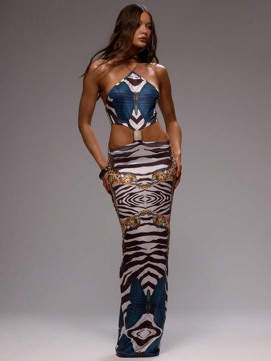 Zaviera Halter Maxi Dress