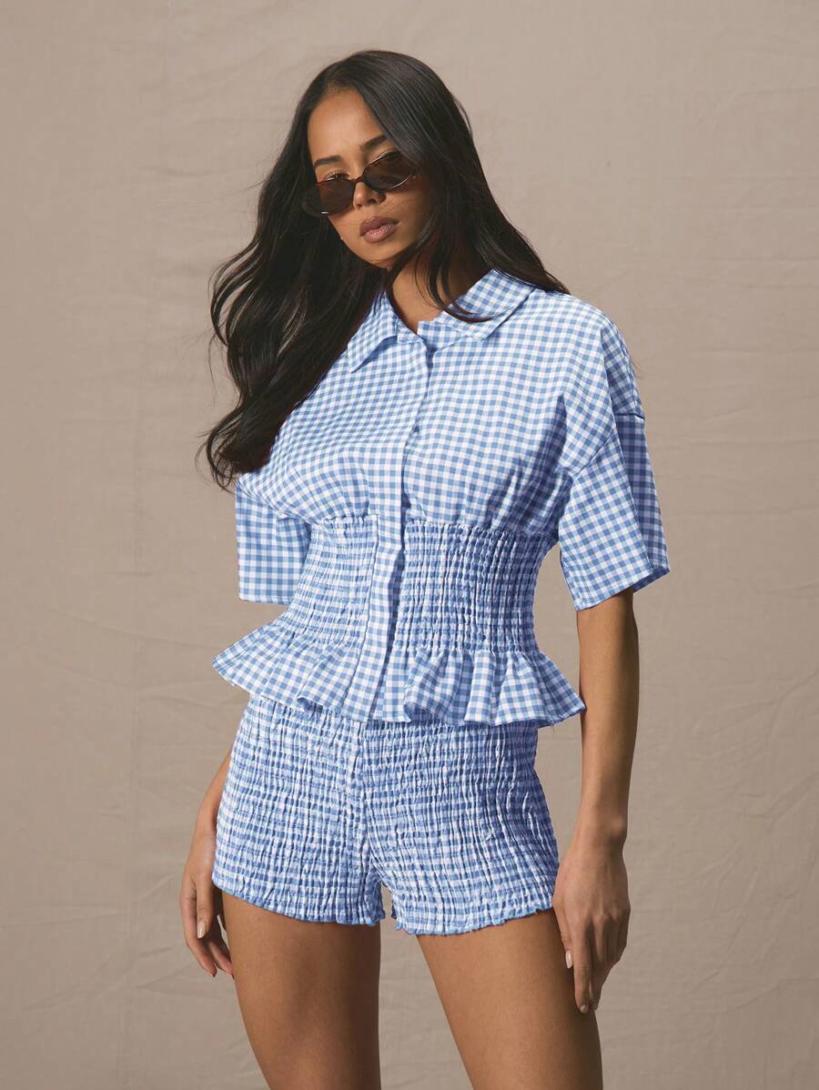 Gingham Smocked Set