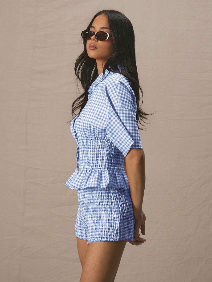Gingham Smocked Set