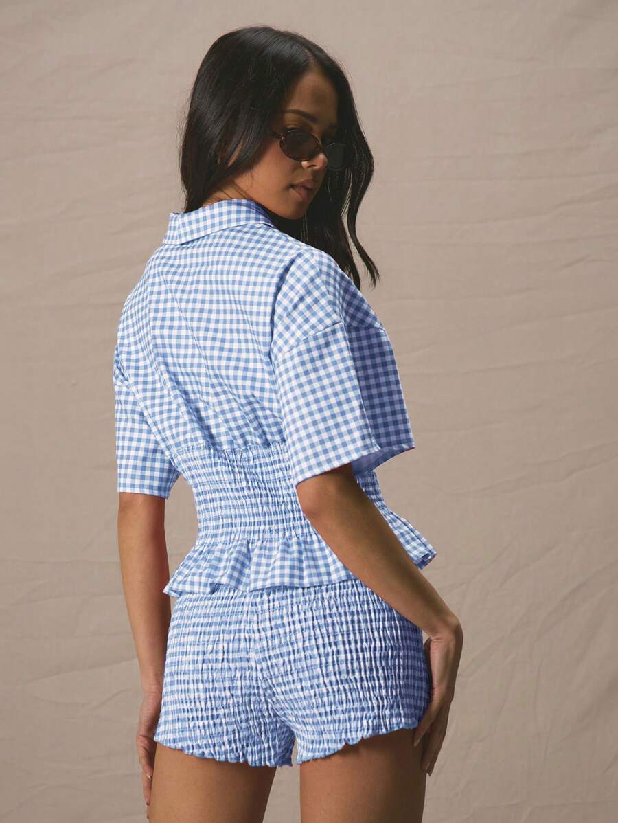 Gingham Smocked Set