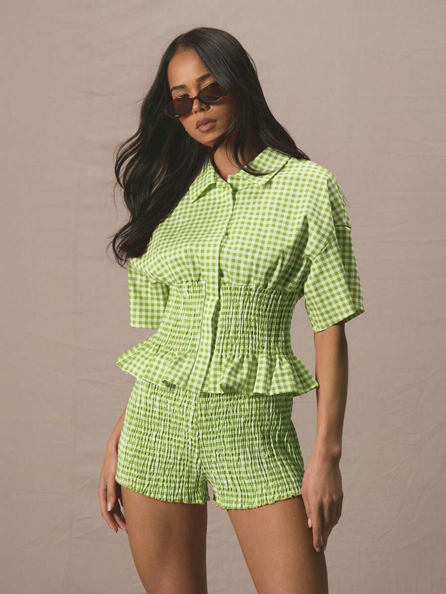 Gingham Smocked Set