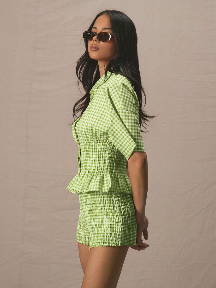 Gingham Smocked Set