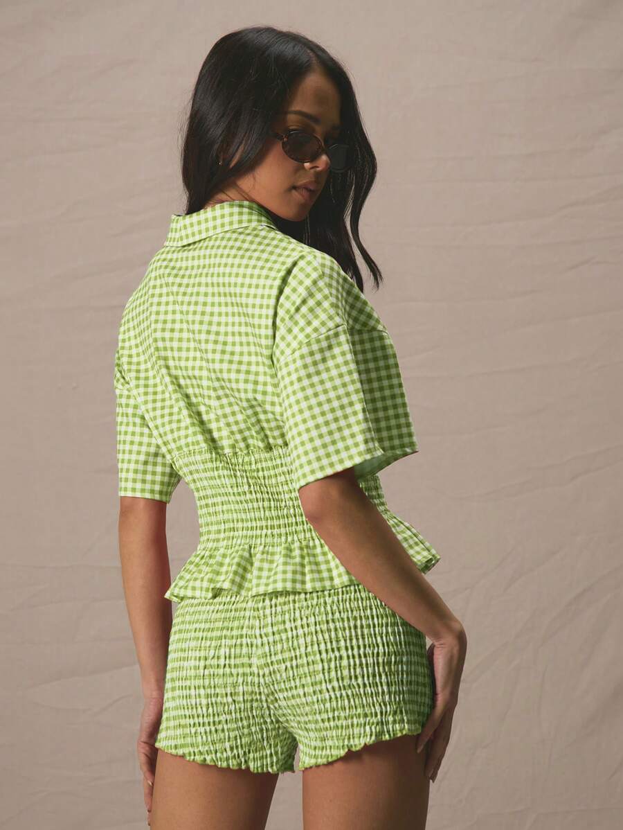 Gingham Smocked Set